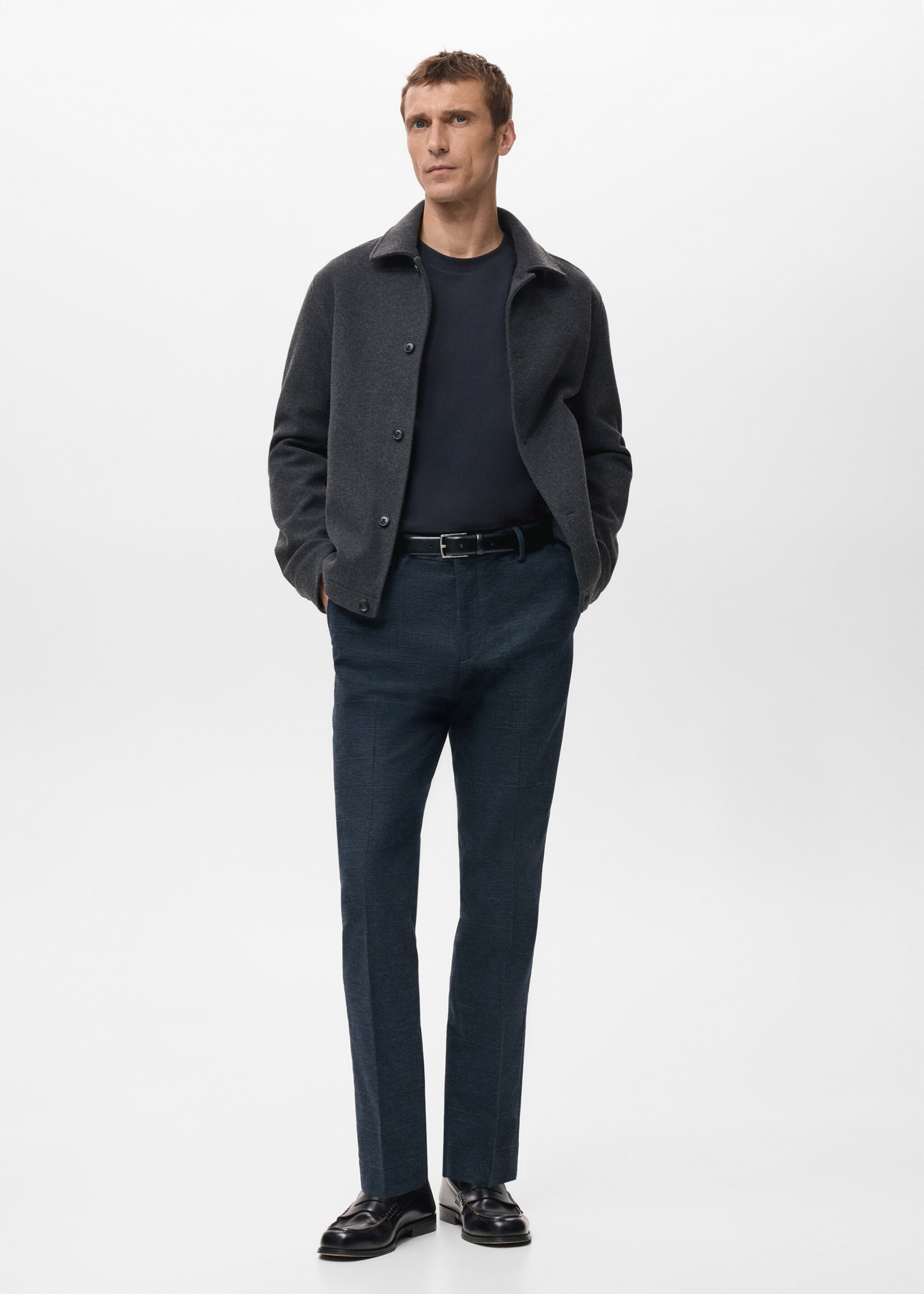 Pantalón franela slim fit - Plano general, Azul marino. Ref: 27011199-00.