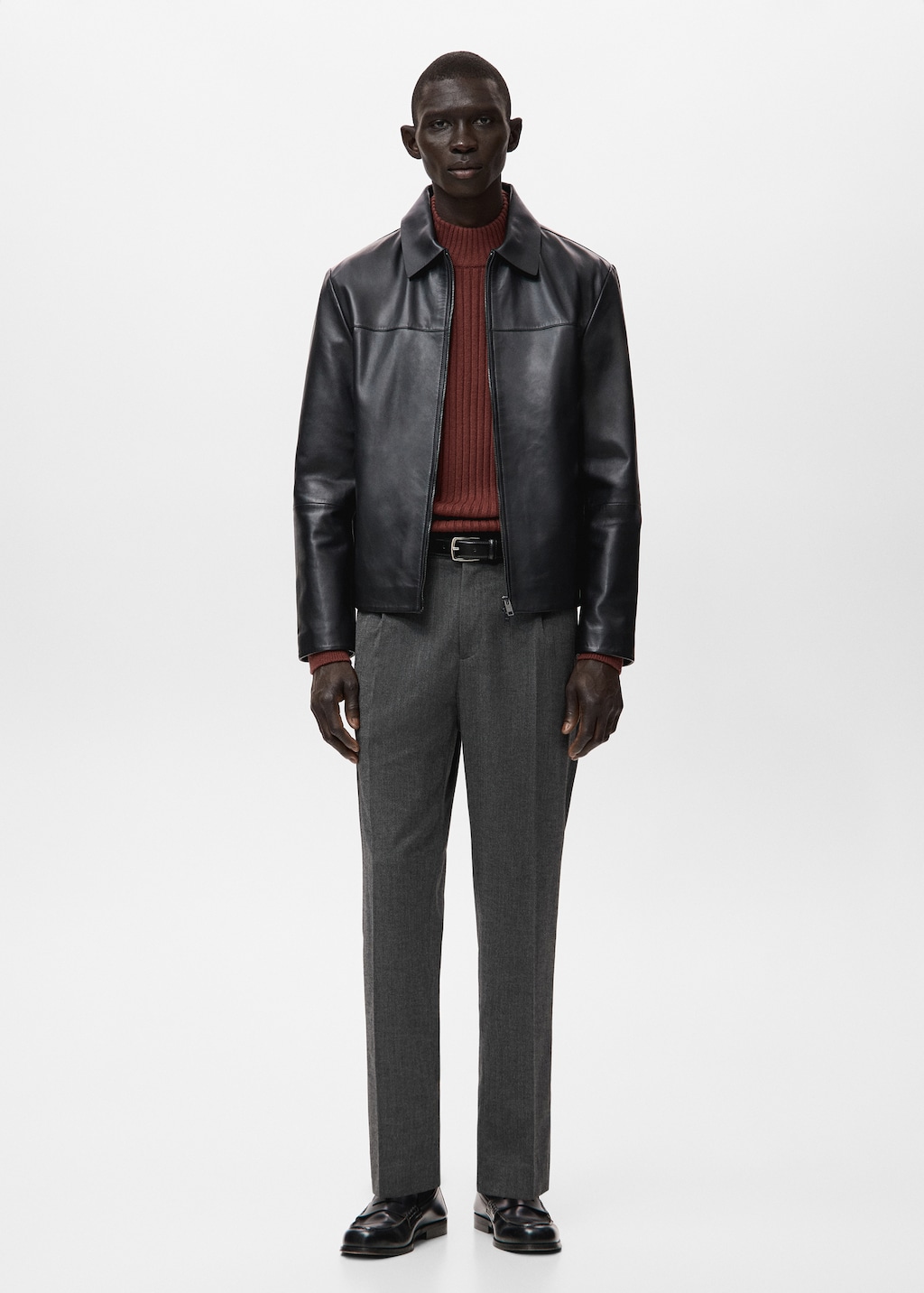 Regular-fit pleated flannel pants