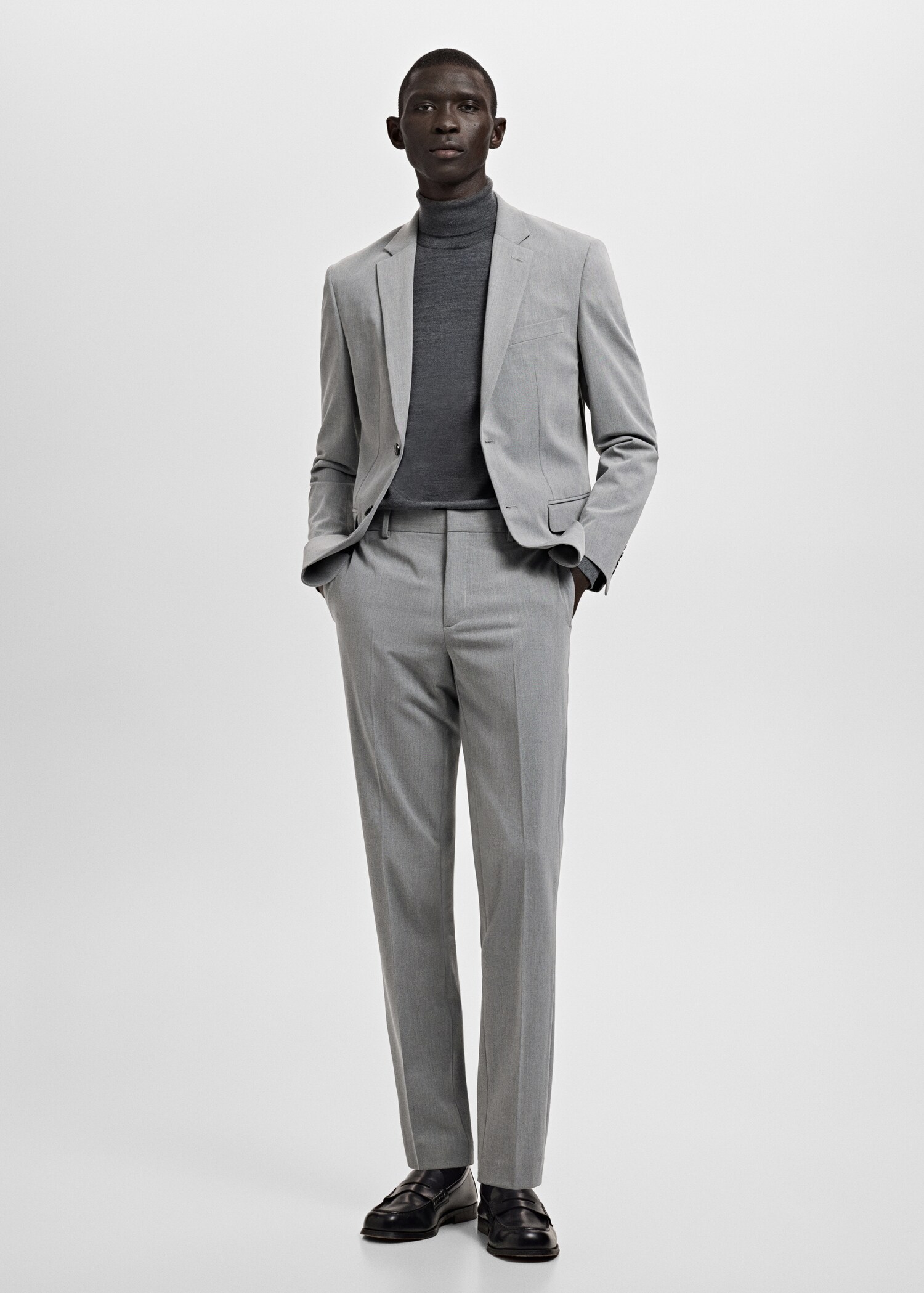 Stretch fabric super slim-fit suit trousers - General plane