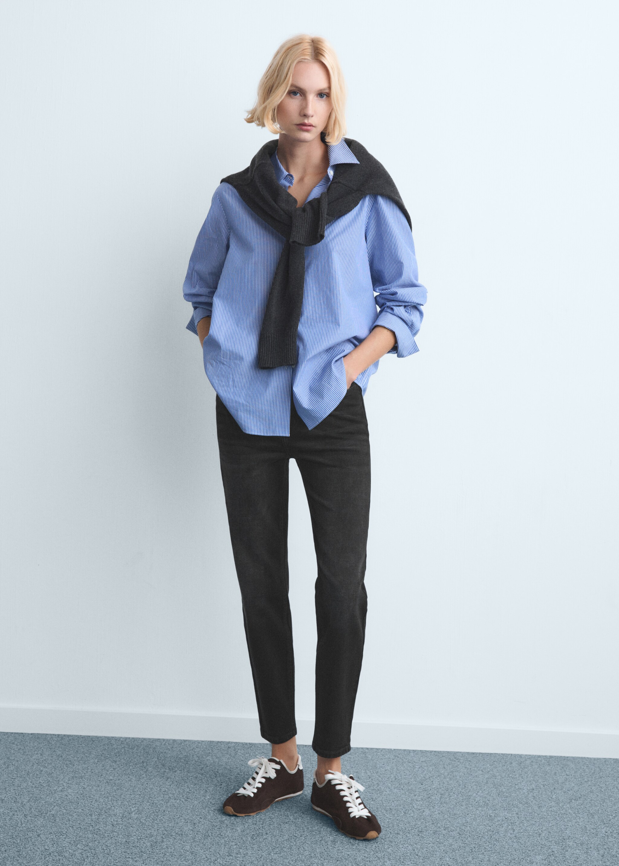 Newmom comfort high-rise jeans - General plane, Black denim. Ref: 27011238-00.