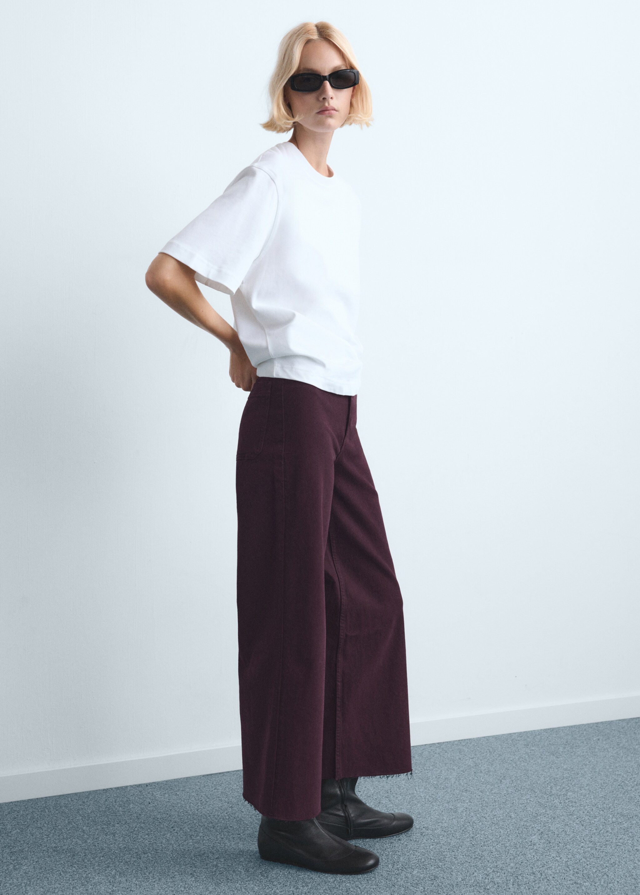 Catherin culotte high-rise jeans - General plane, Wine. Ref: 27011245-00.
