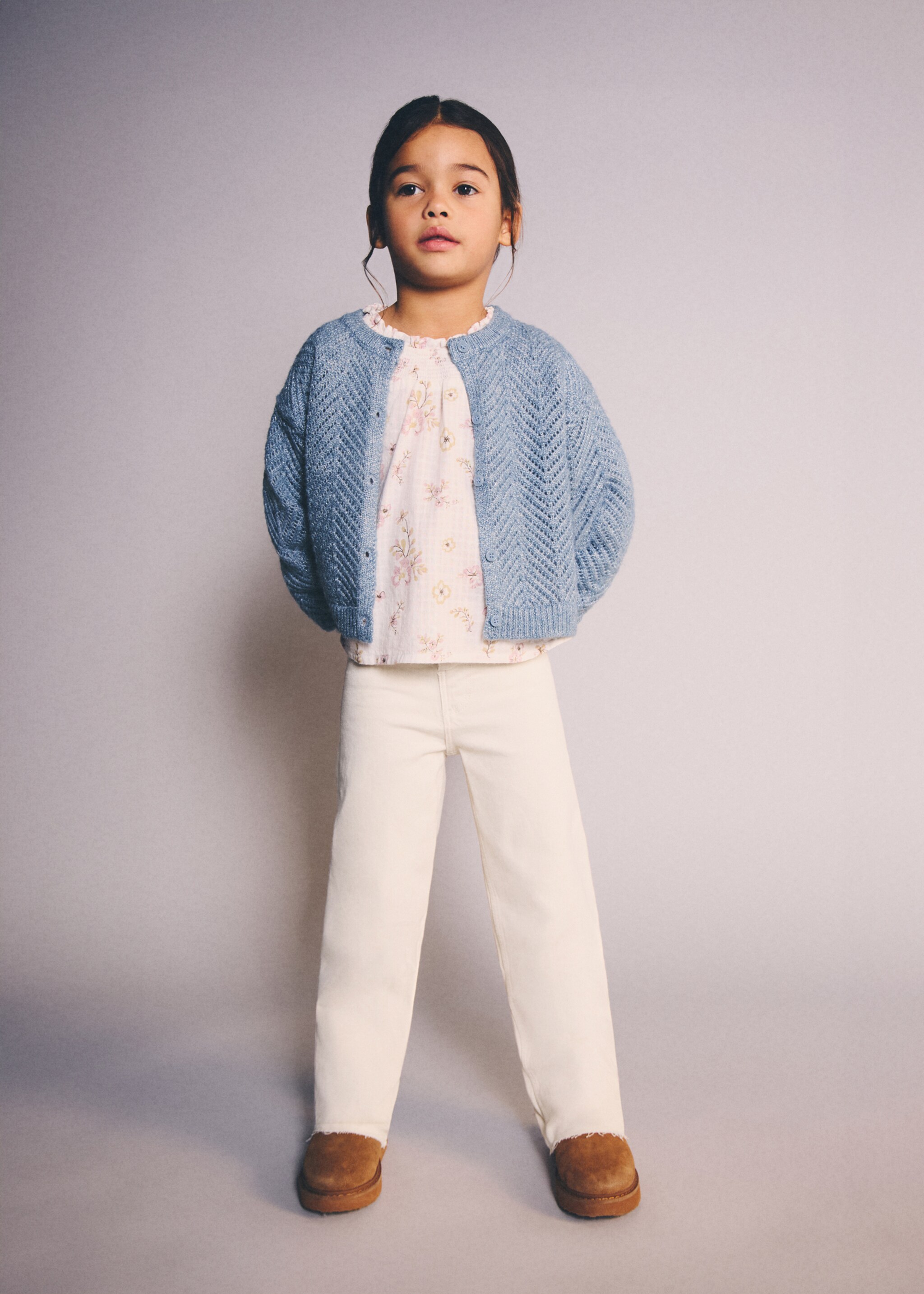 Cotton culotte jeans - General plane, Ecru. Ref: 27011254-00.