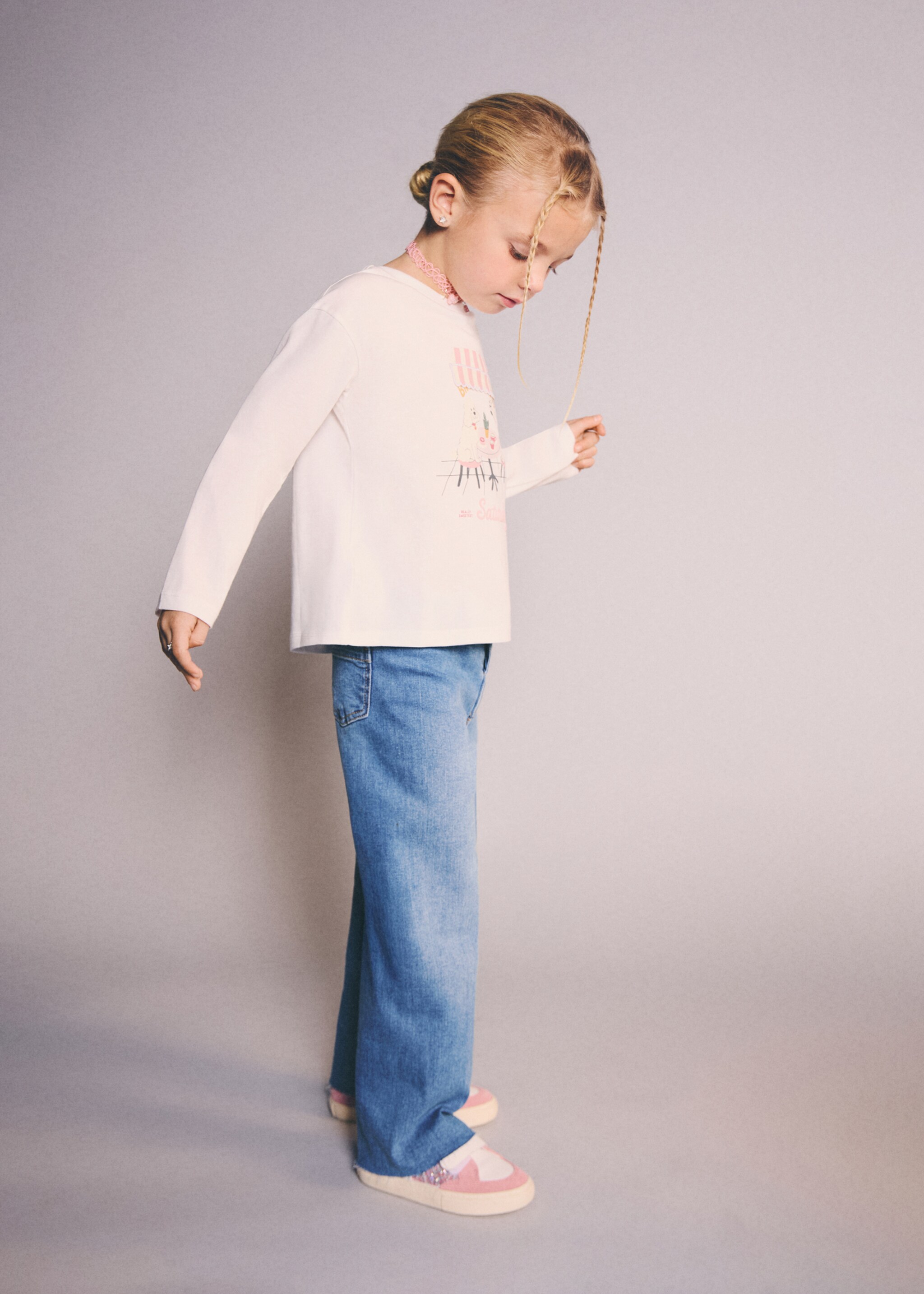 Cotton culotte jeans - General plane, Medium Blue. Ref: 27011254-00.