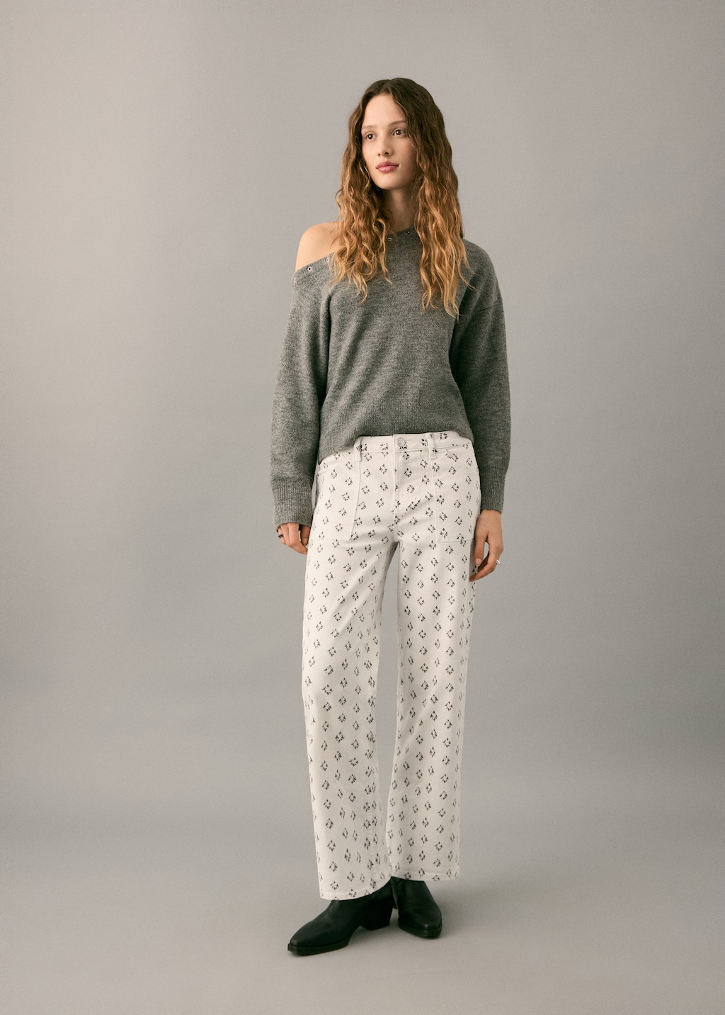 Printed straight jeans