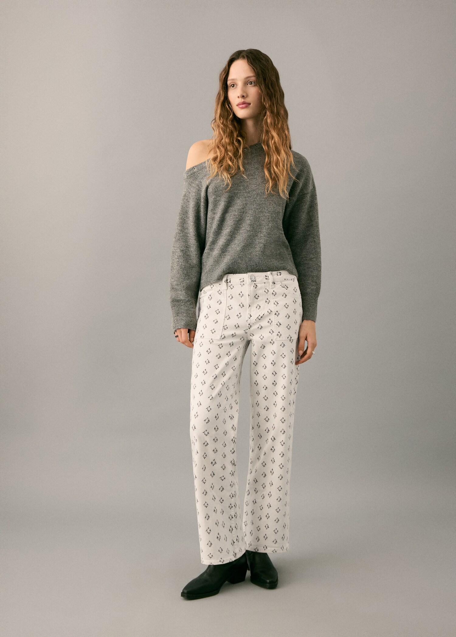 Printed straight jeans - General plane