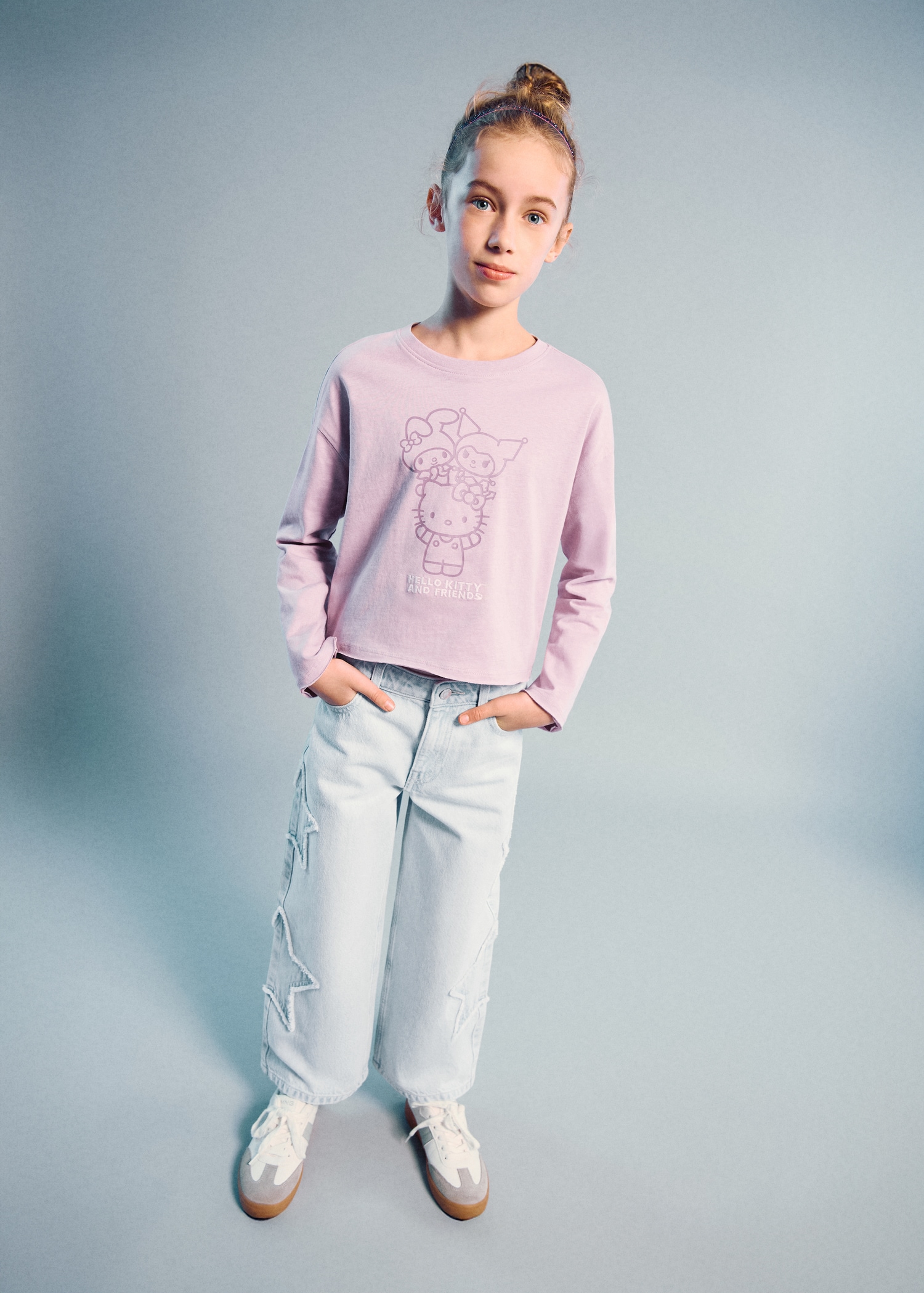 Τζιν culotte με κεντημένα αστέρια - Γενικό πλάνο