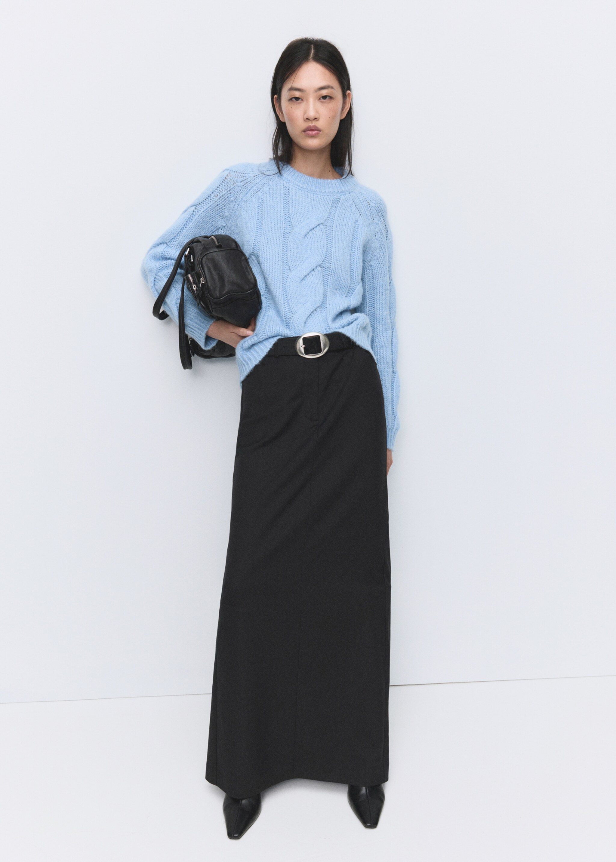 Braided knitted sweater - General plane, Sky Blue. Ref: 27011278-00.