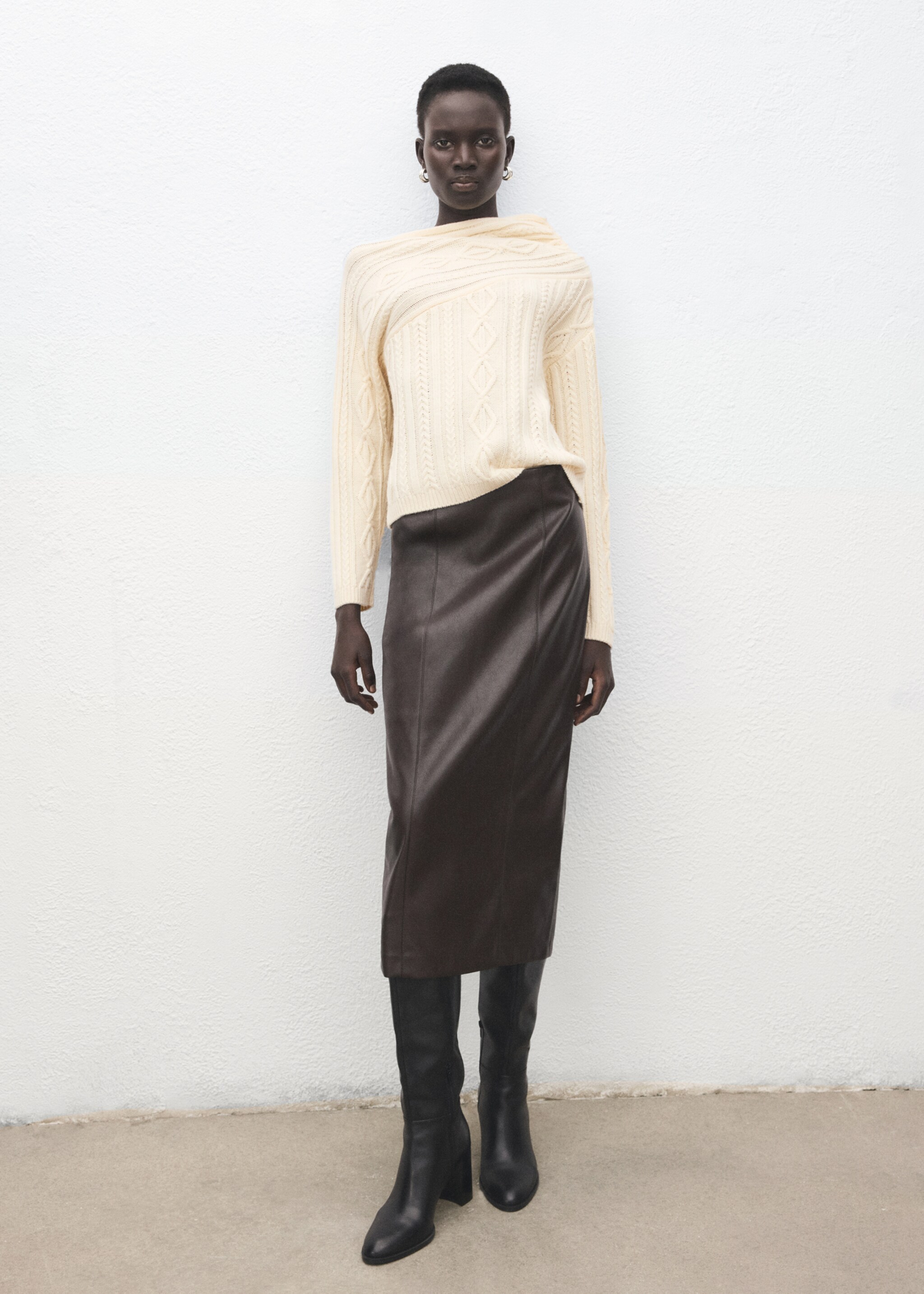 Braided wool-blend sweater - General plane, Ecru. Ref: 27011280-00.