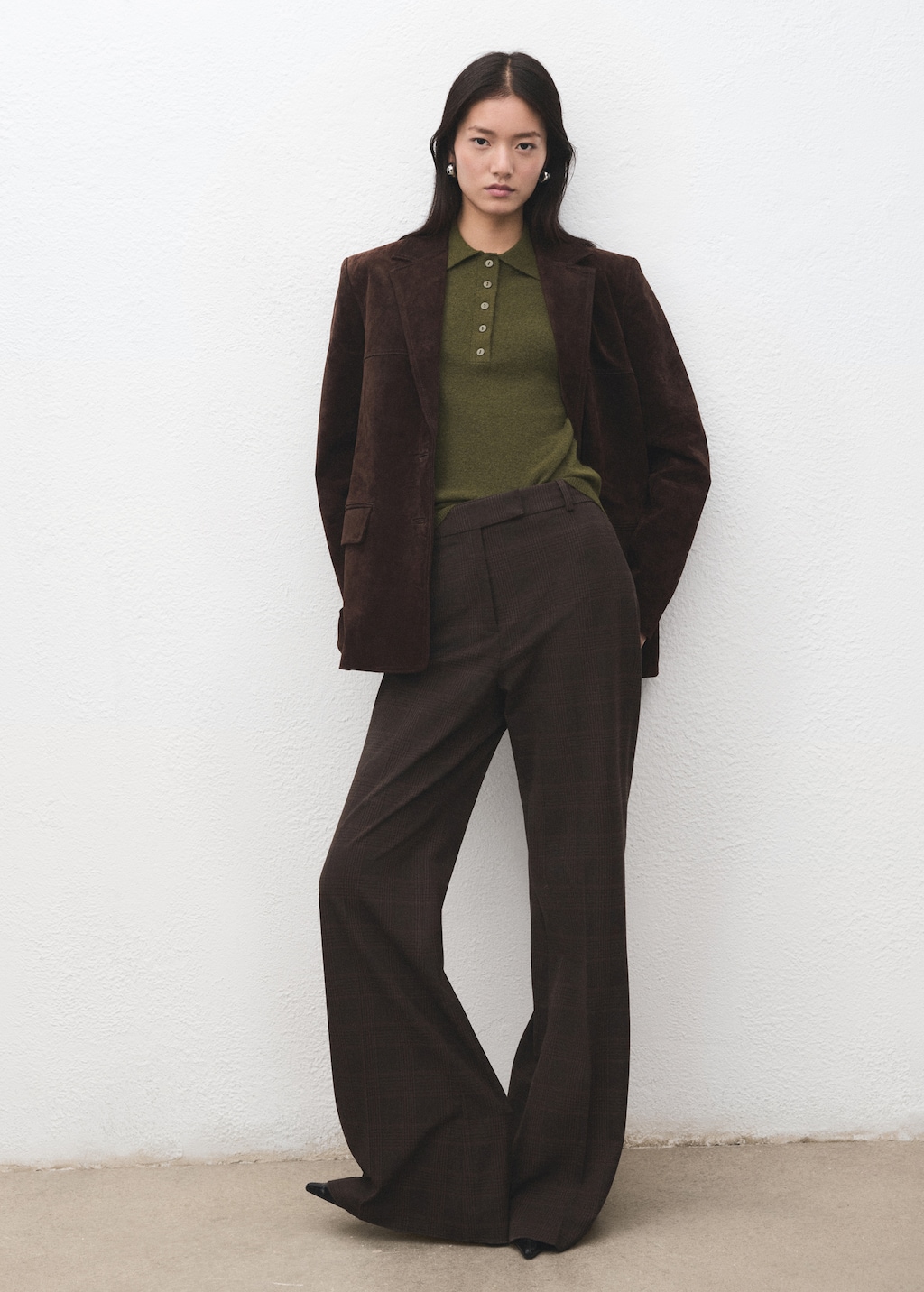 Long-sleeved polo-neck sweater