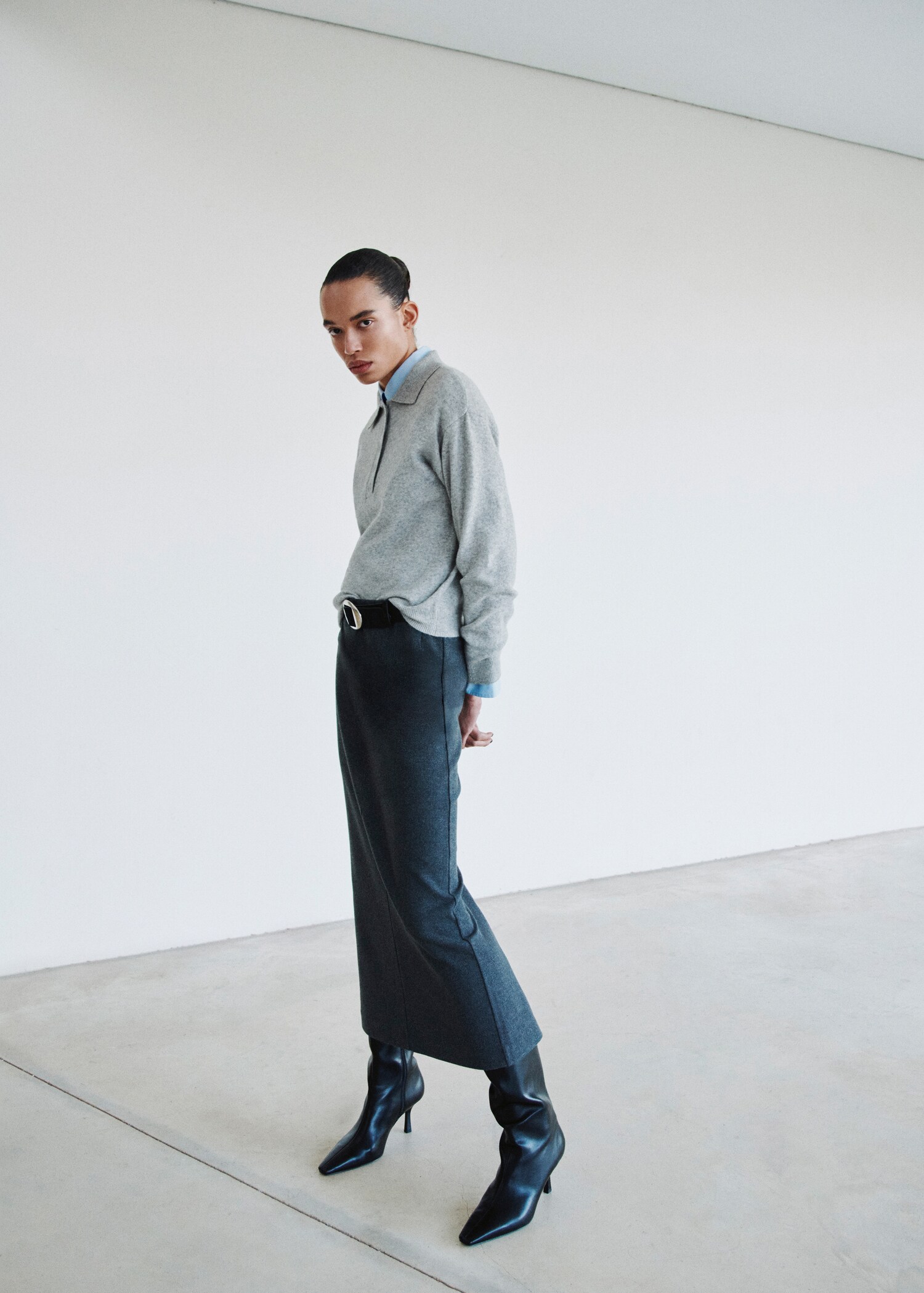 Long-sleeved polo-neck sweater - General plane