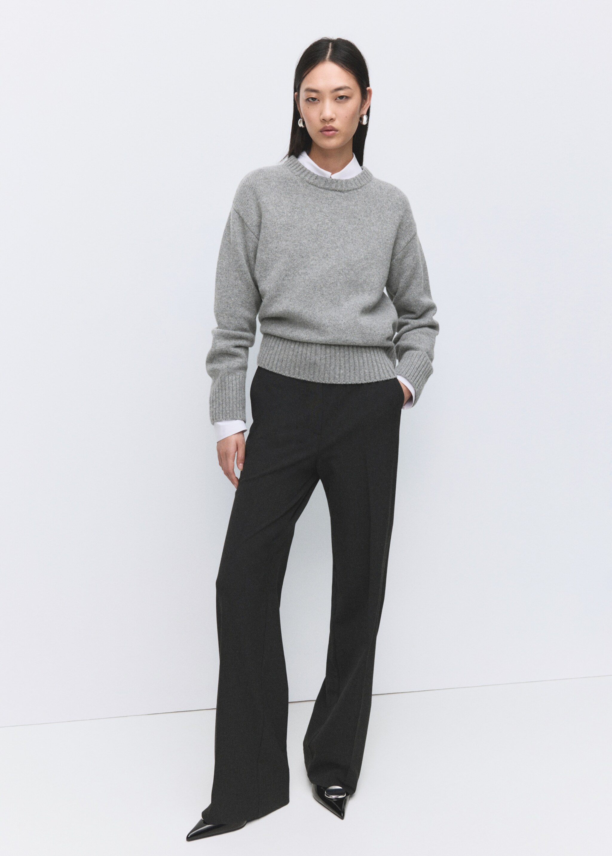 Wool-blend knit sweater - General plane, Medium Heather Grey. Ref: 27011286-00.