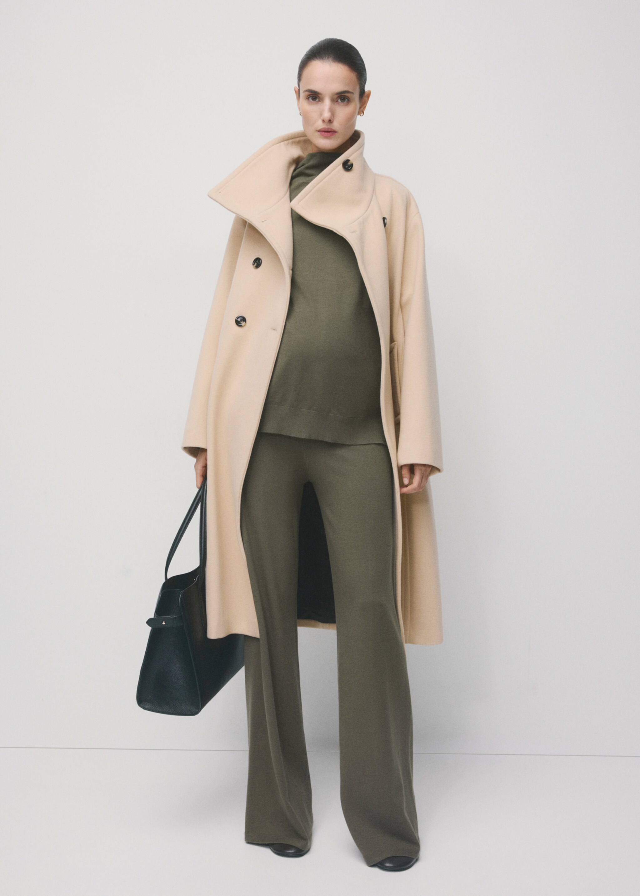 Gathered perkins-neck sweater - General plane, Khaki. Ref: 27011291-00.