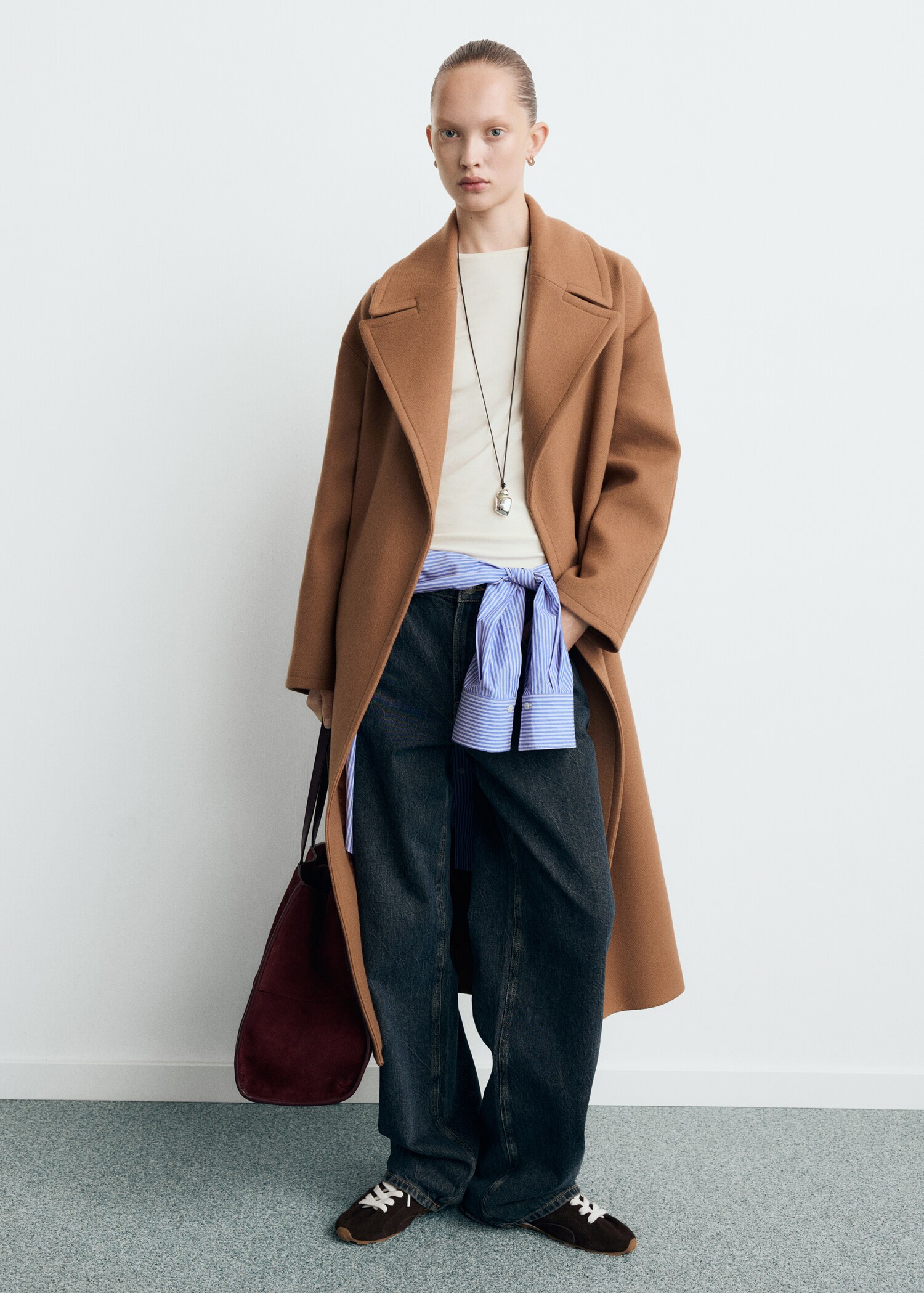 Manteco wool coat with belt - General plane