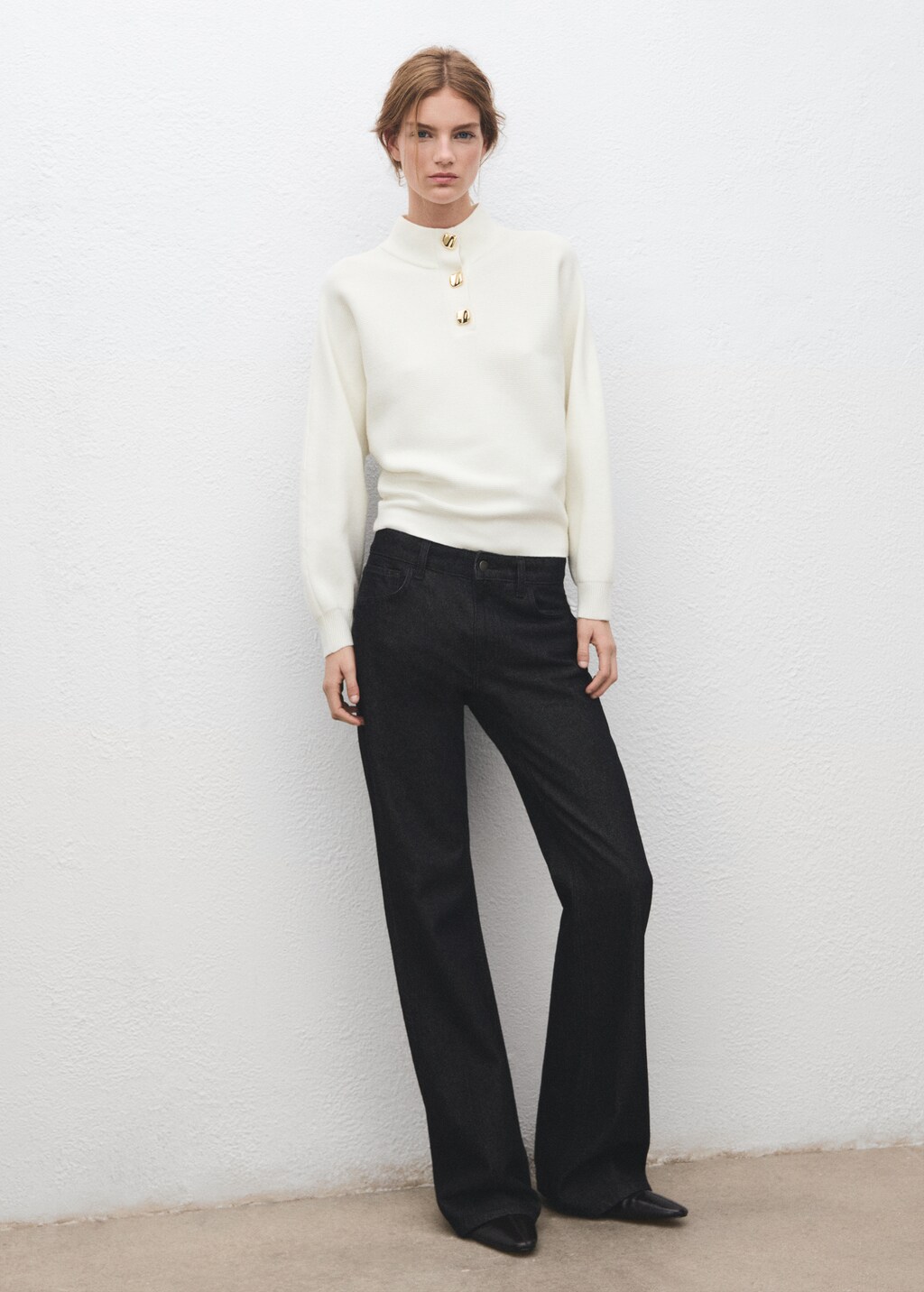 Mango Turtleneck sweater with jewel buttons