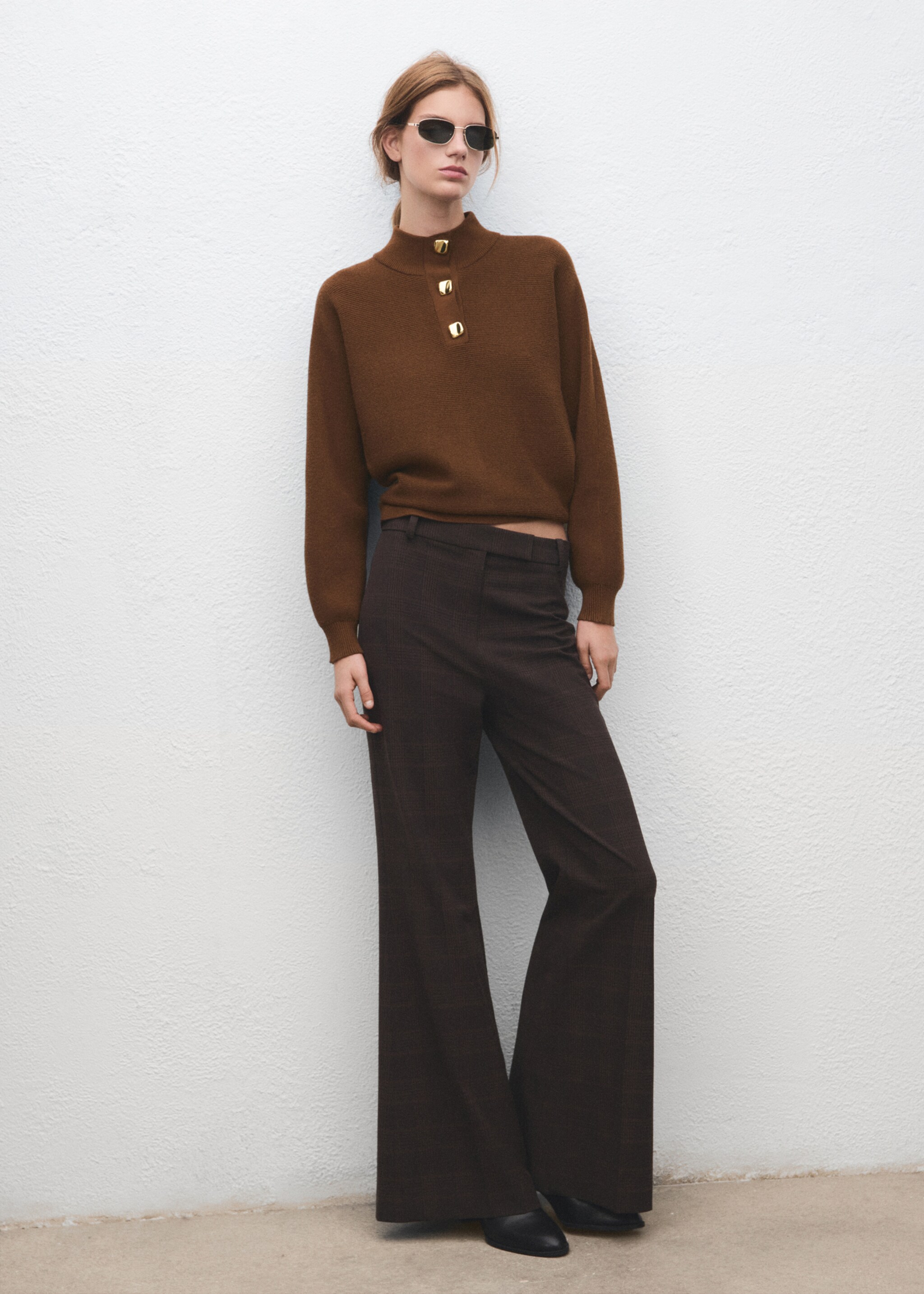 Turtleneck sweater with jewel buttons - General plane, Brown. Ref: 27011312-00.