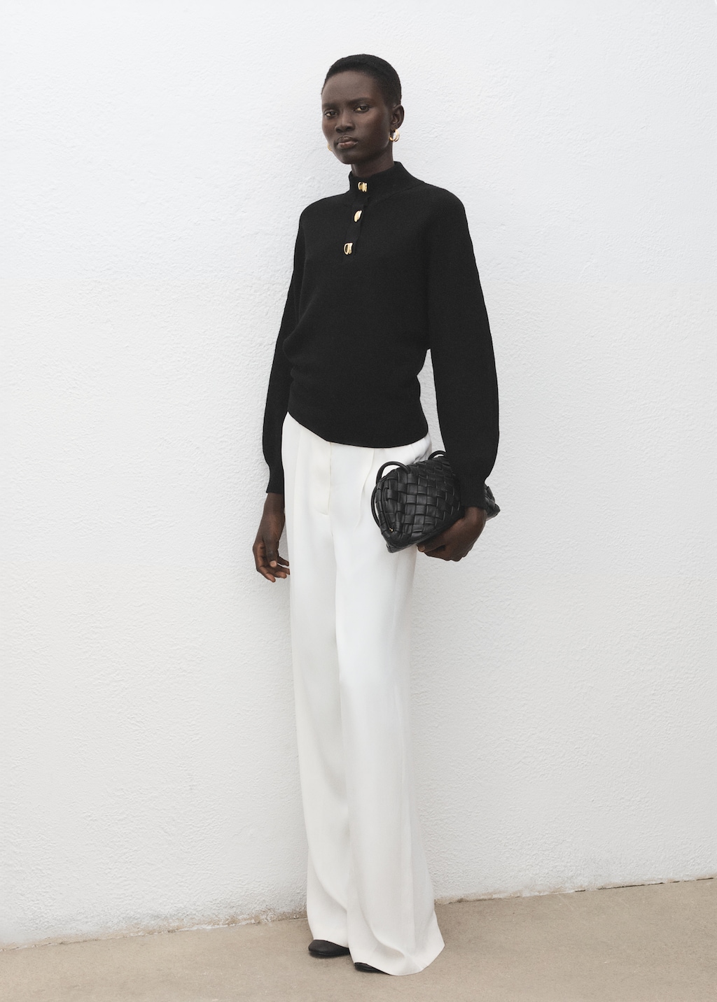 Turtleneck sweater with jewel buttons