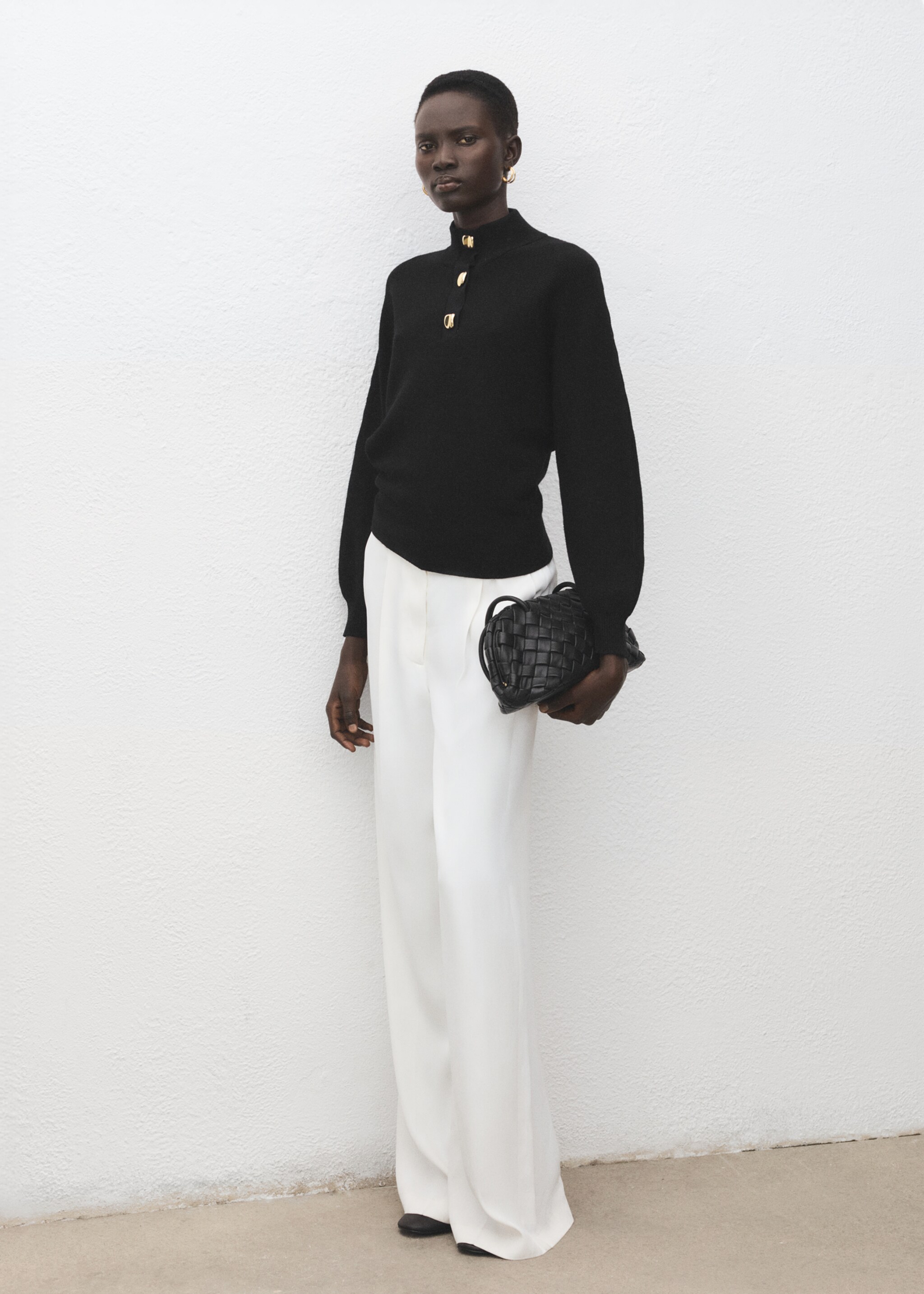 Turtleneck sweater with jewel buttons - General plane, Black. Ref: 27011312-00.