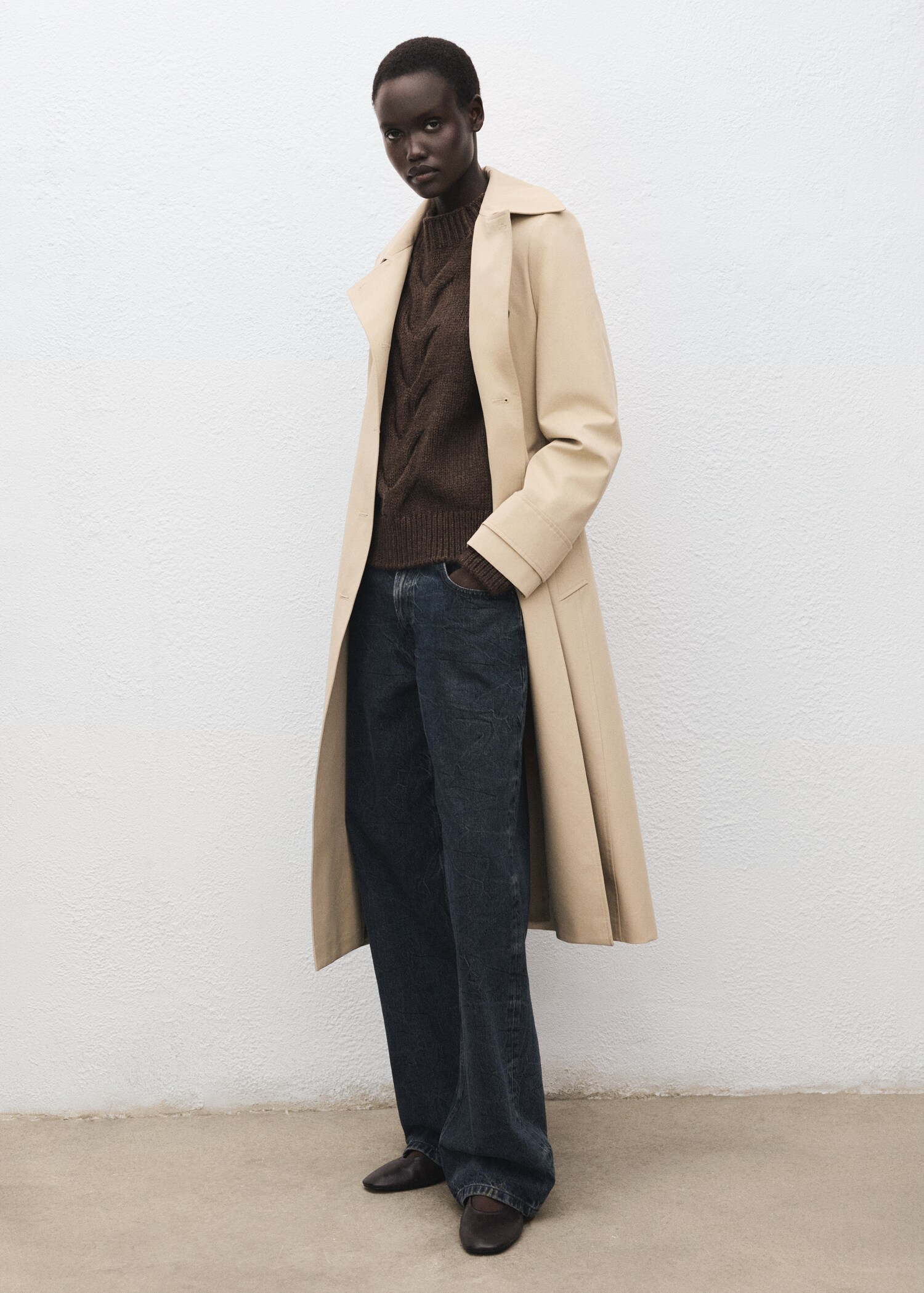 Braided sweater with perkins neck - General plane