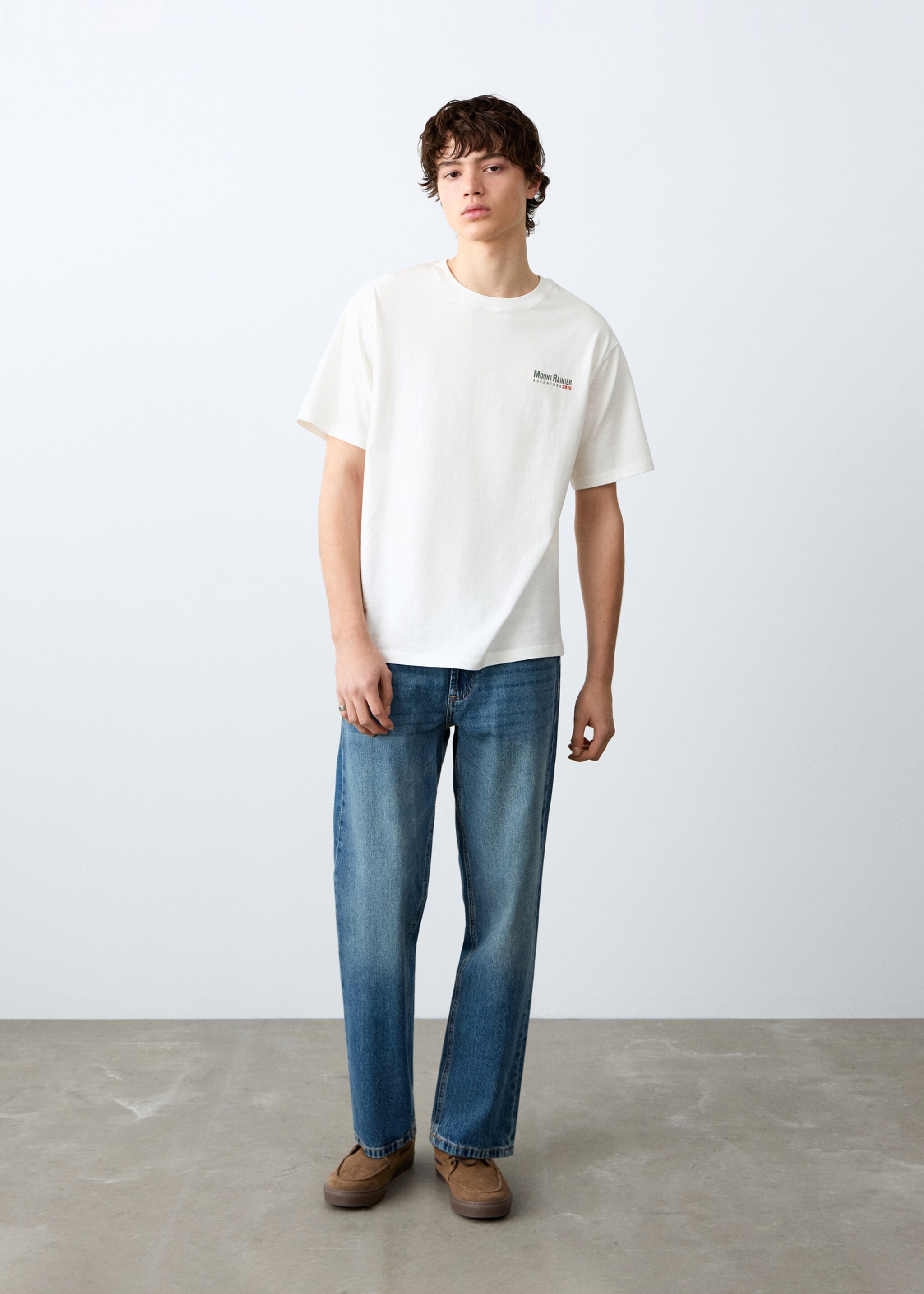 T-shirt imprimé manches courtes - Plan général, Blanc cassé. Ref: 27011517-00.