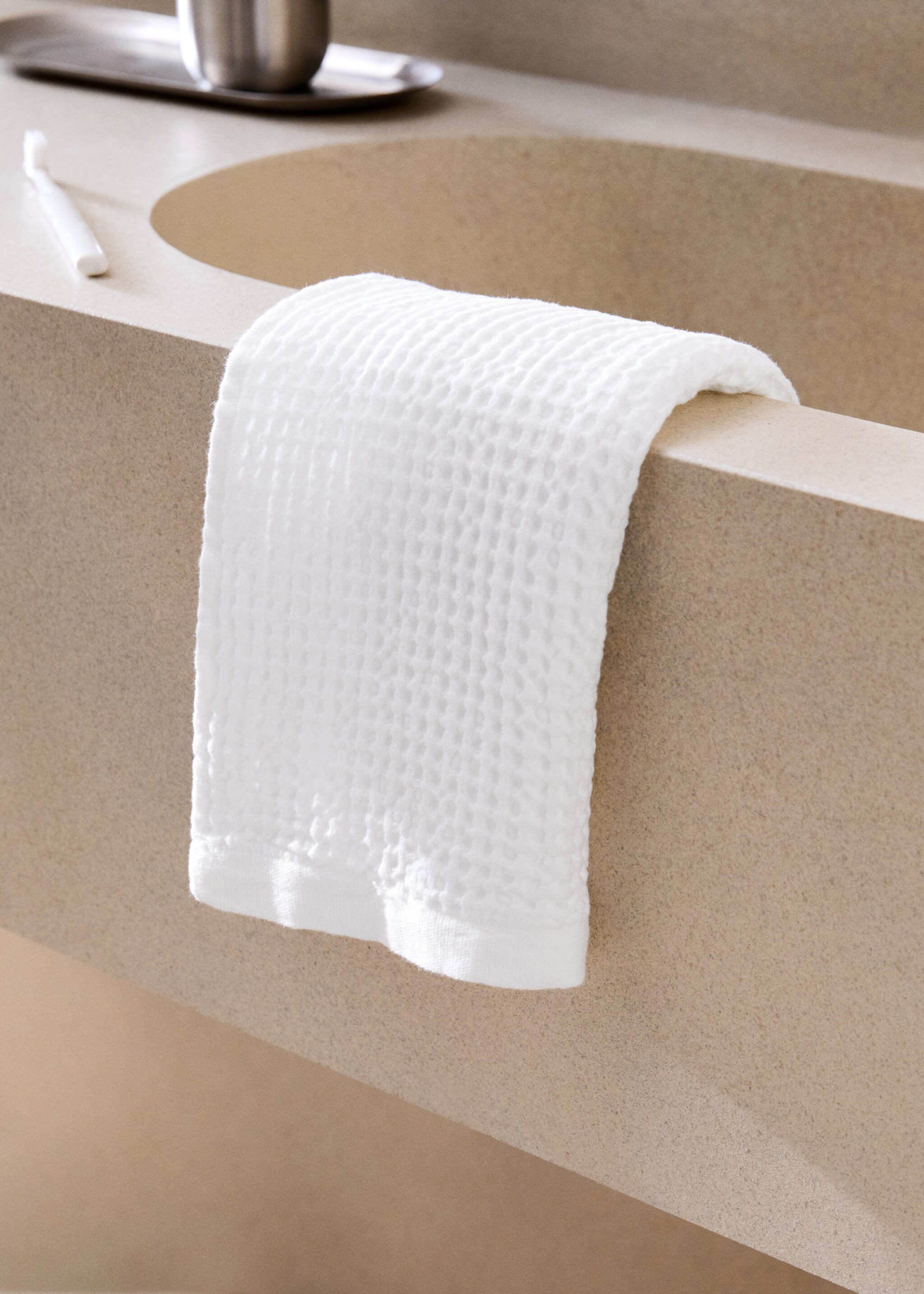 Waffle cotton hand towel - General plane, White. Ref: 27011549-00.