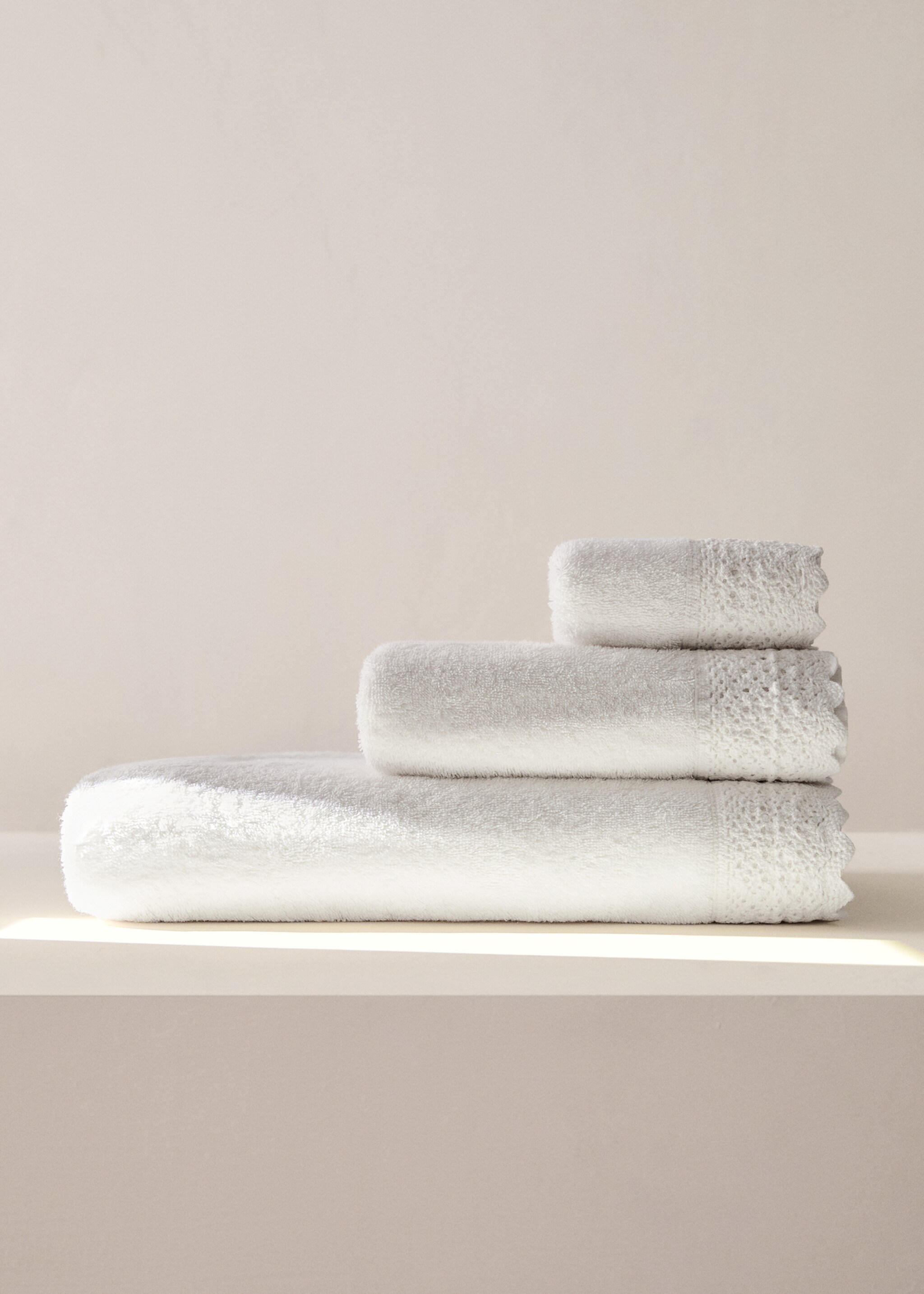 Waffle cotton washbasin towel - General plane, White. Ref: 27011550-00.