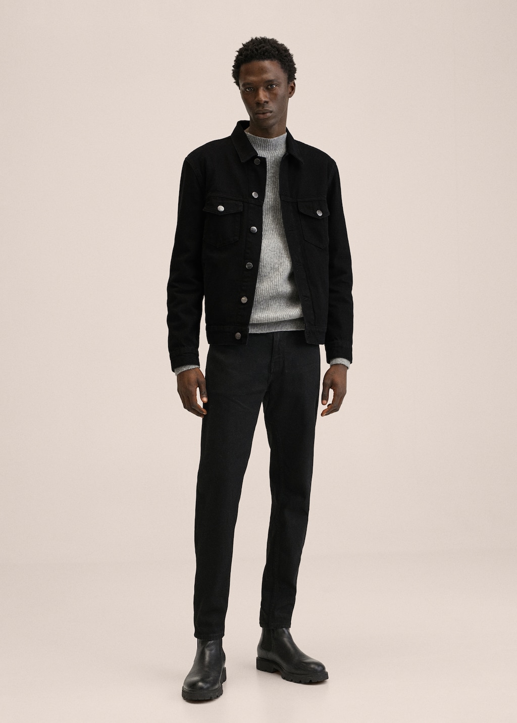 Mens slim fit black denim jacket hotsell