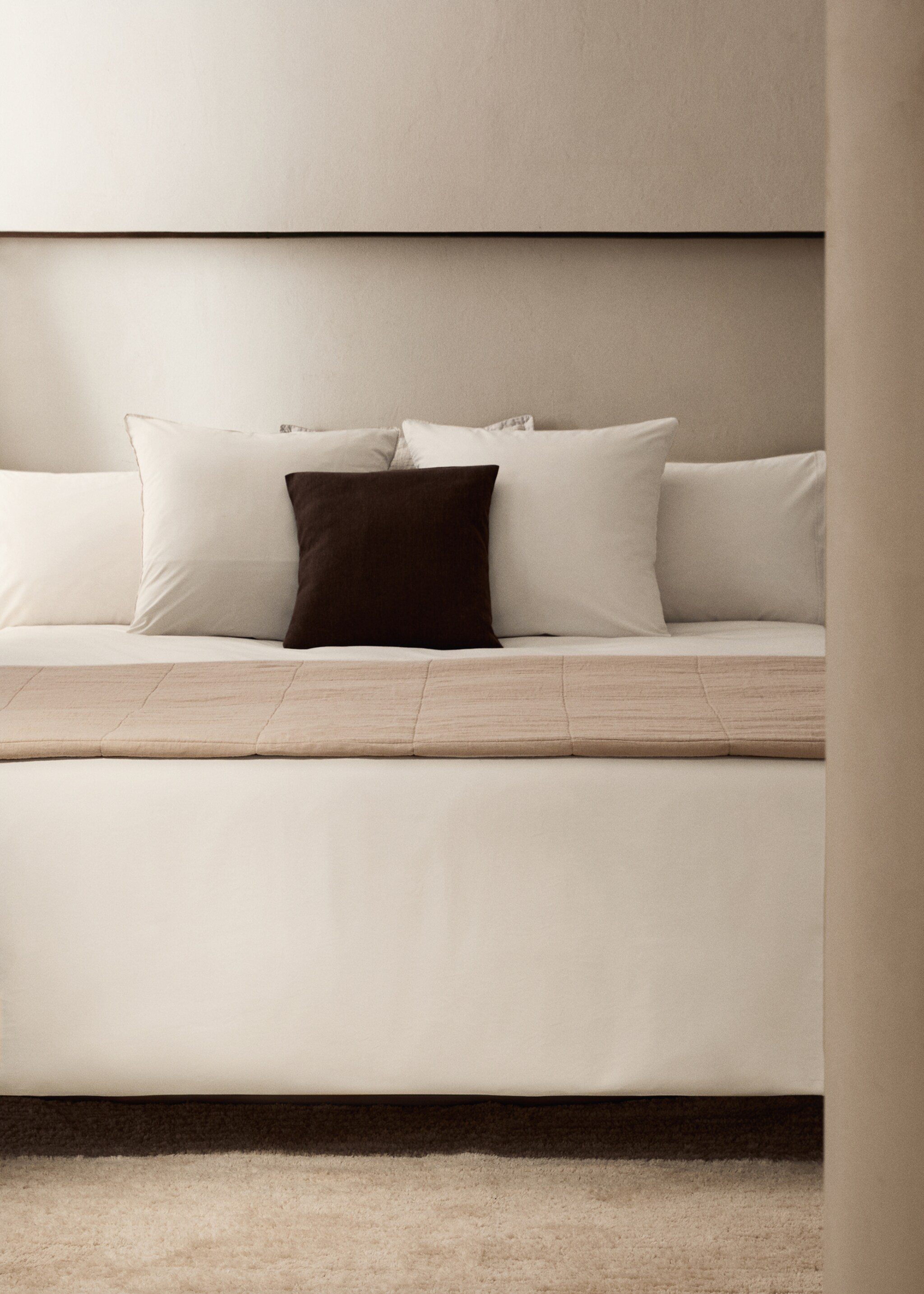 300 threads count cotton percale duvet cover Single bed - General plane, Ivory White. Ref: 27013055-00.