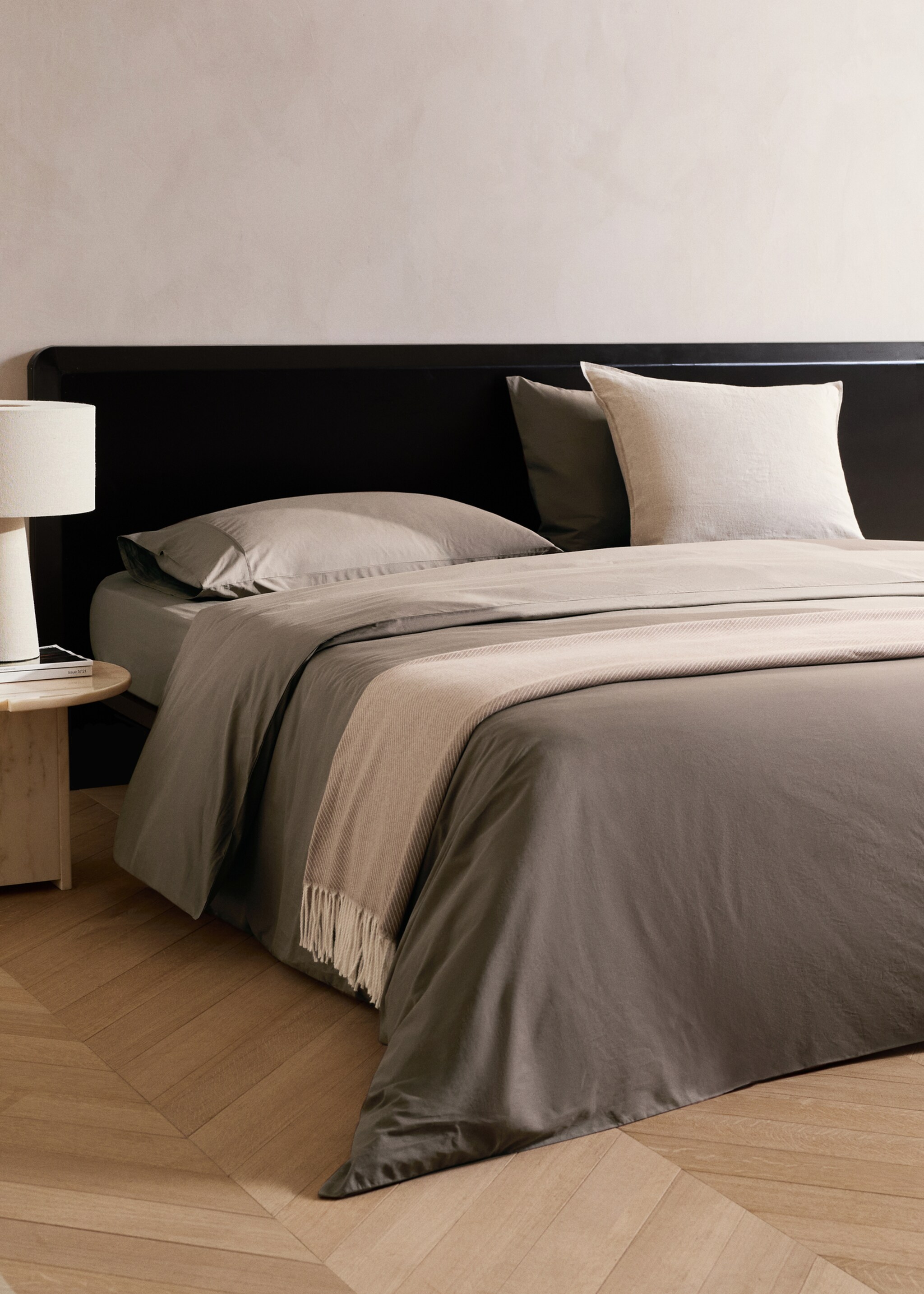 Housse de couette percale de coton 300 fils lit 180/200 cm - Plan général, Café. Ref: 27013058-00.