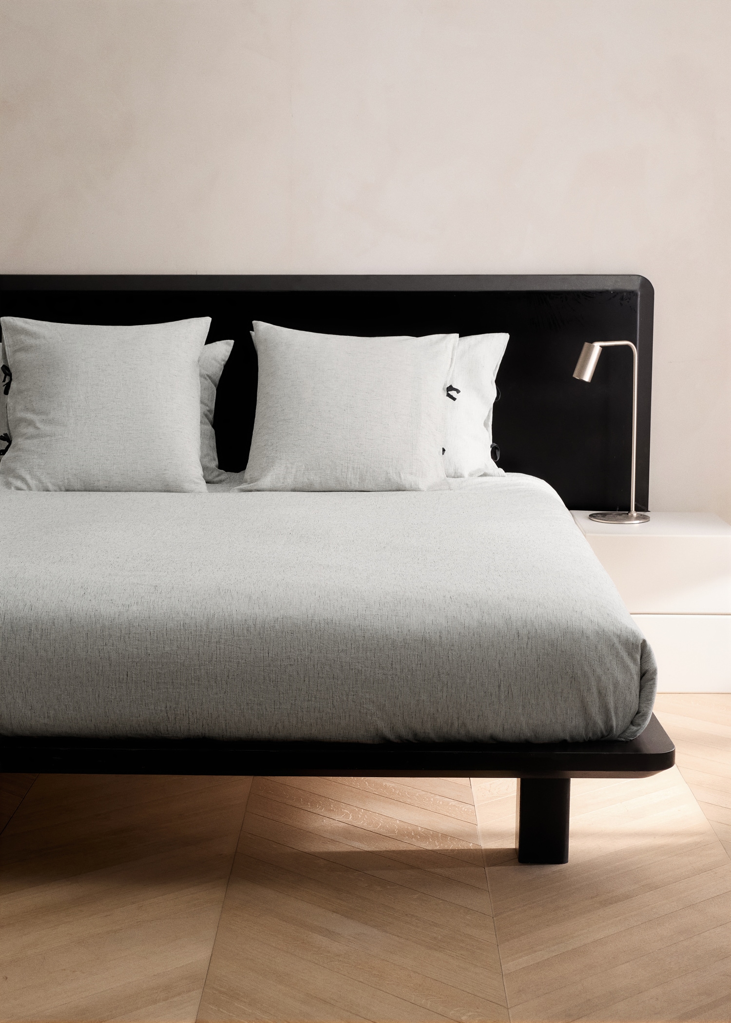 Cotton linen duvet cover with fine stripes for 180/200 cm bed - General plane