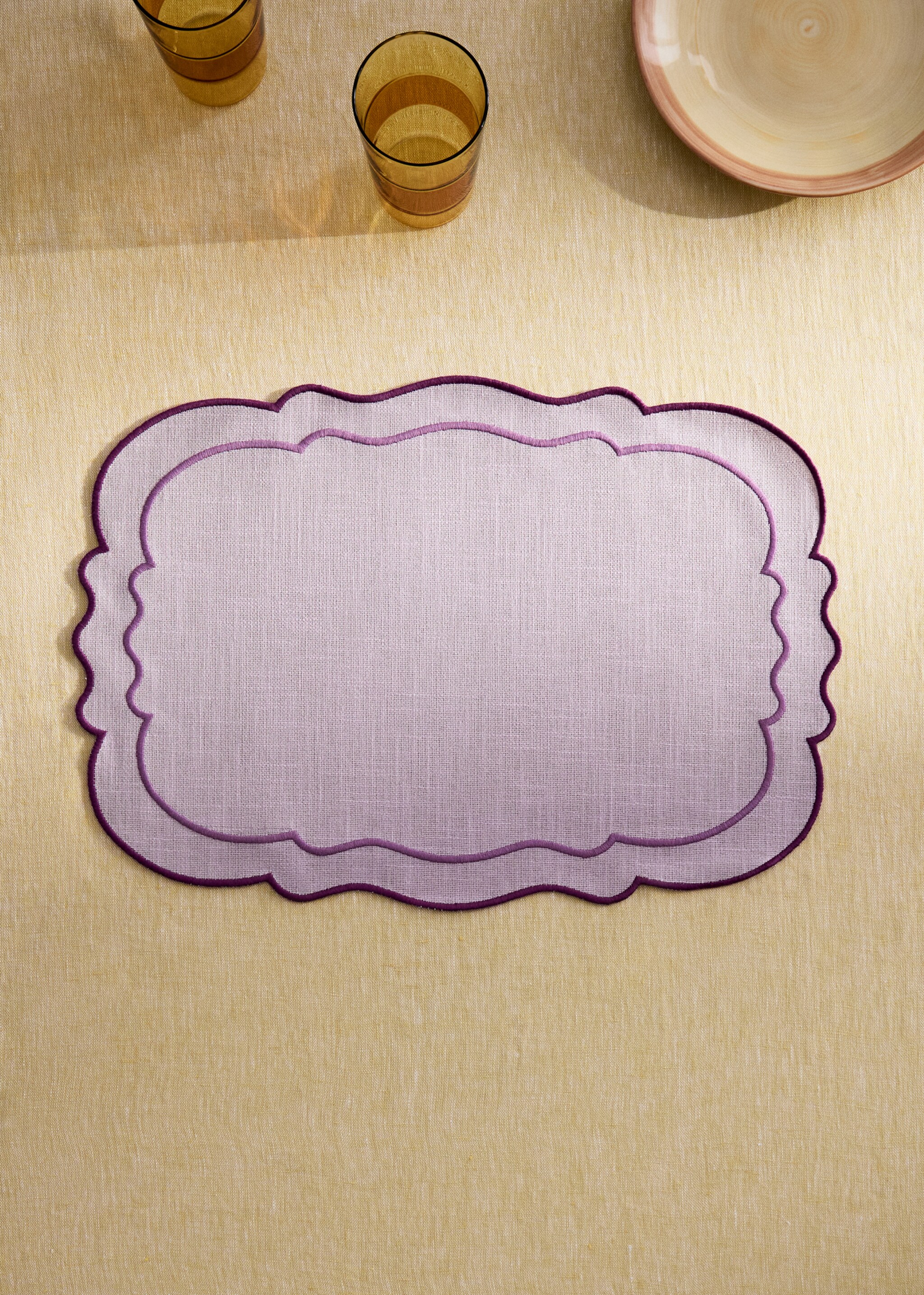 Resin cotton tablecloth waves - General plane, Lilac. Ref: 27013295-00.