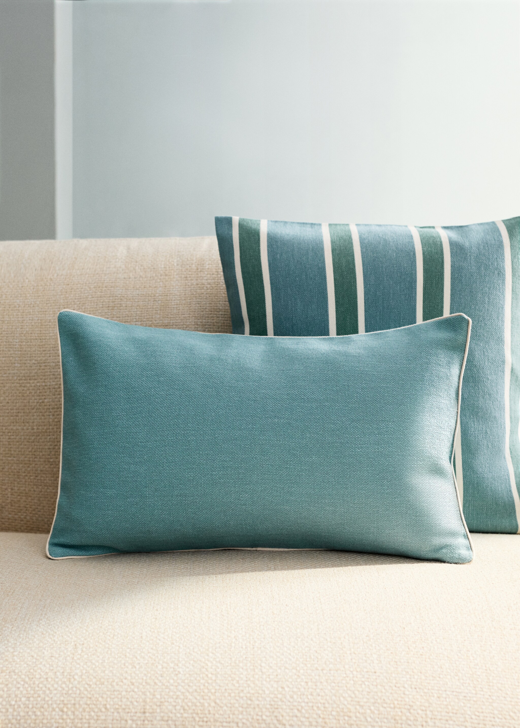 Μαξιλαροθήκη βαμβακερή με δομή 30x50εκ - Γενικό πλάνο, Μπλε. Ref: 27013322-00.