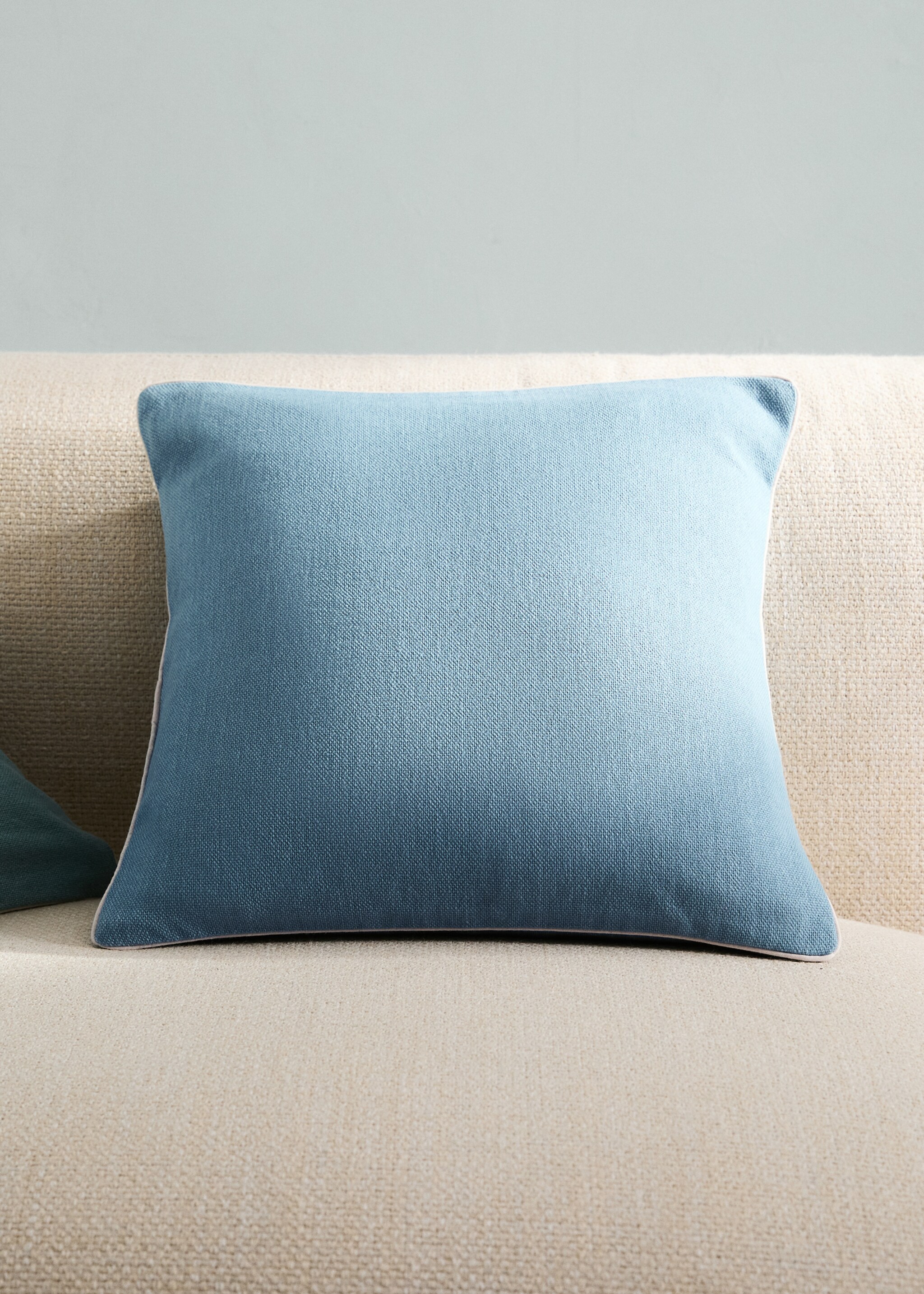 Kissenbezug aus Baumwolle mit Struktur, 45 x 45 cm - Allgemeine Ansicht, Blau. Ref: 27013323-00.