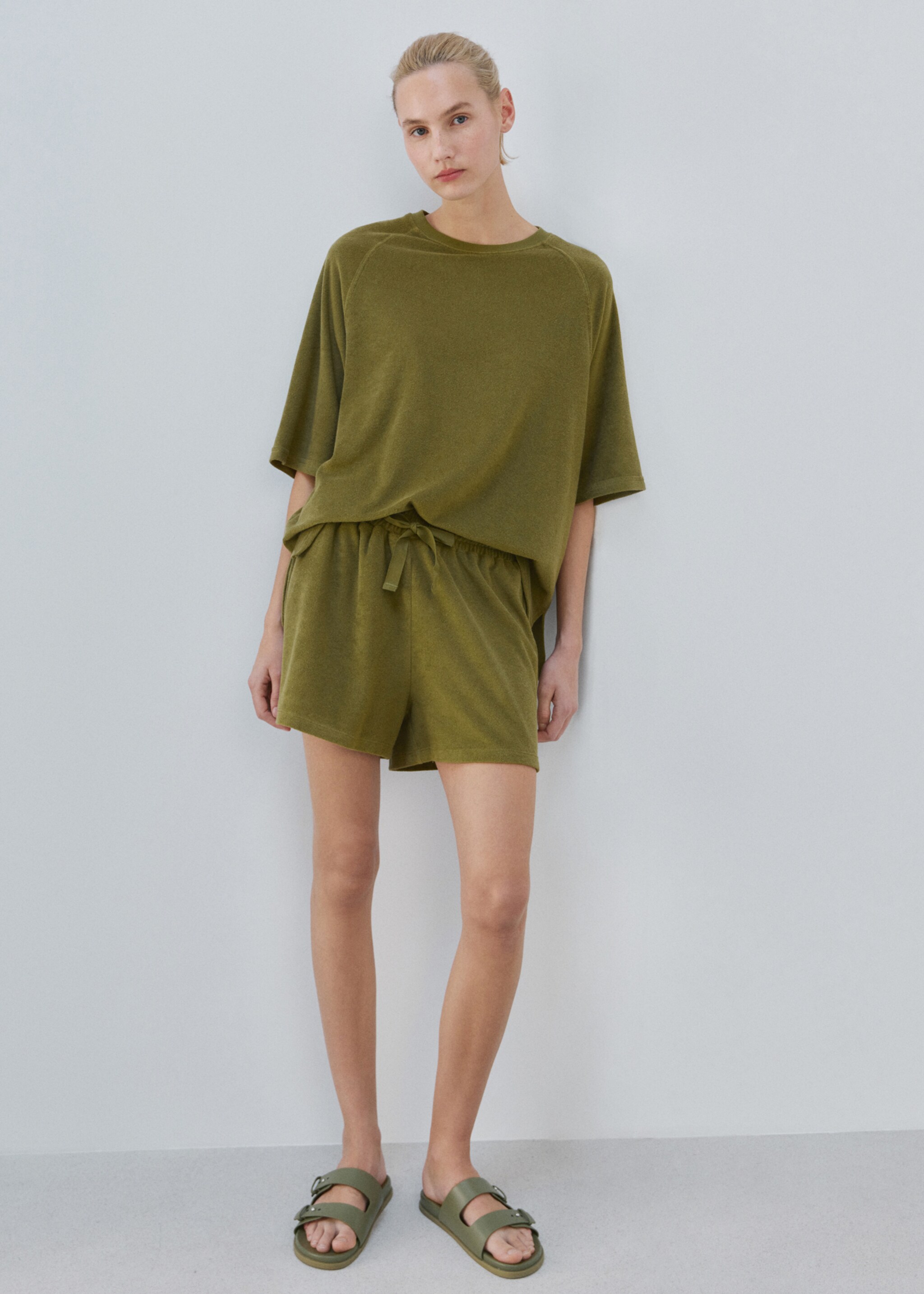 Terry cotton shorts - General plane, Khaki. Ref: 27013330-00.