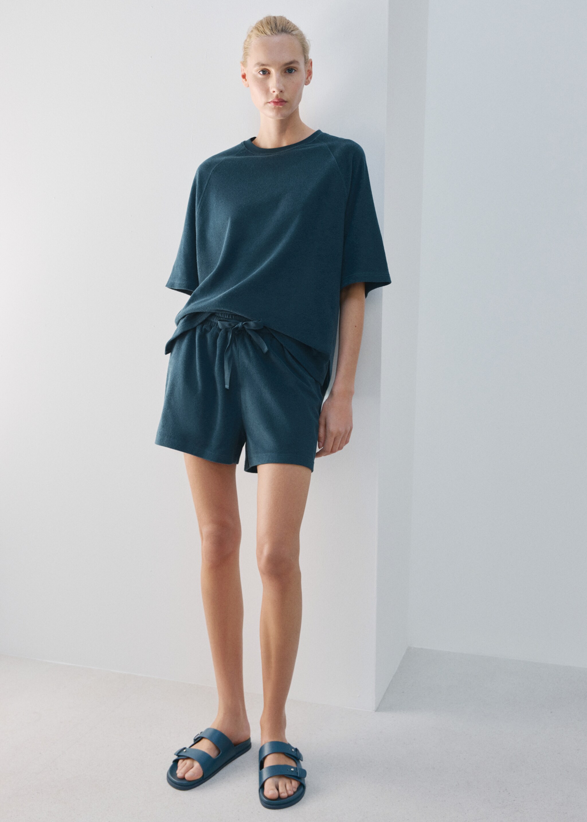 Terry cotton shorts - General plane, Blue. Ref: 27013330-00.