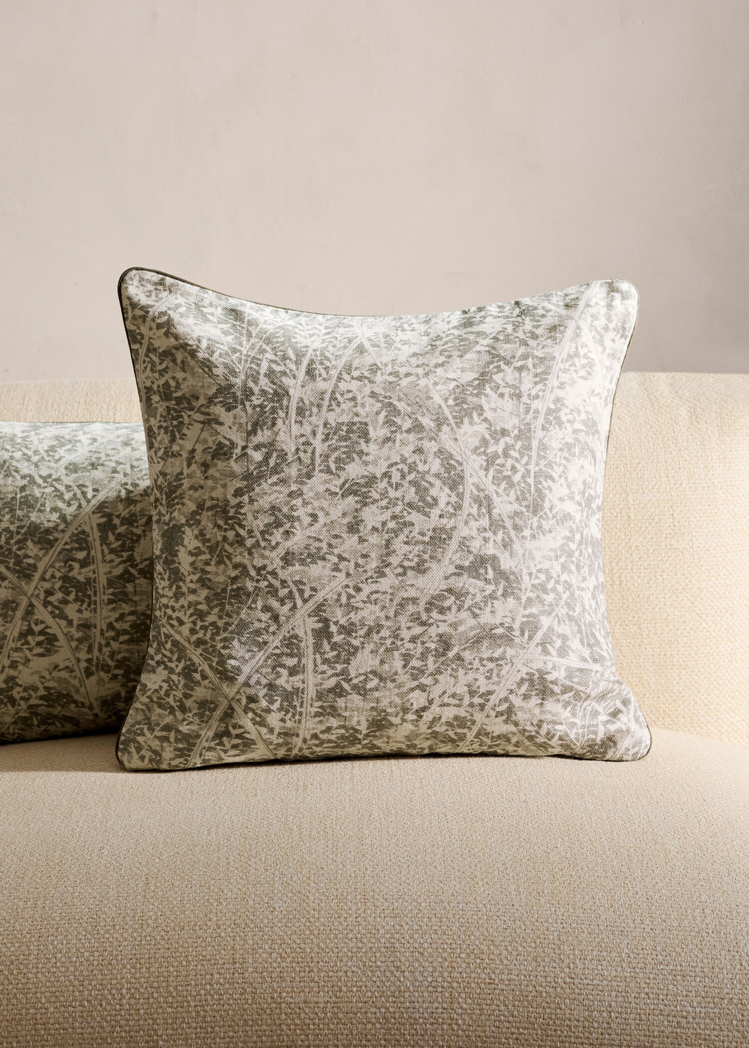 Чохол для декоративної подушки з льону з принтом, 50x50 см - Загальний план