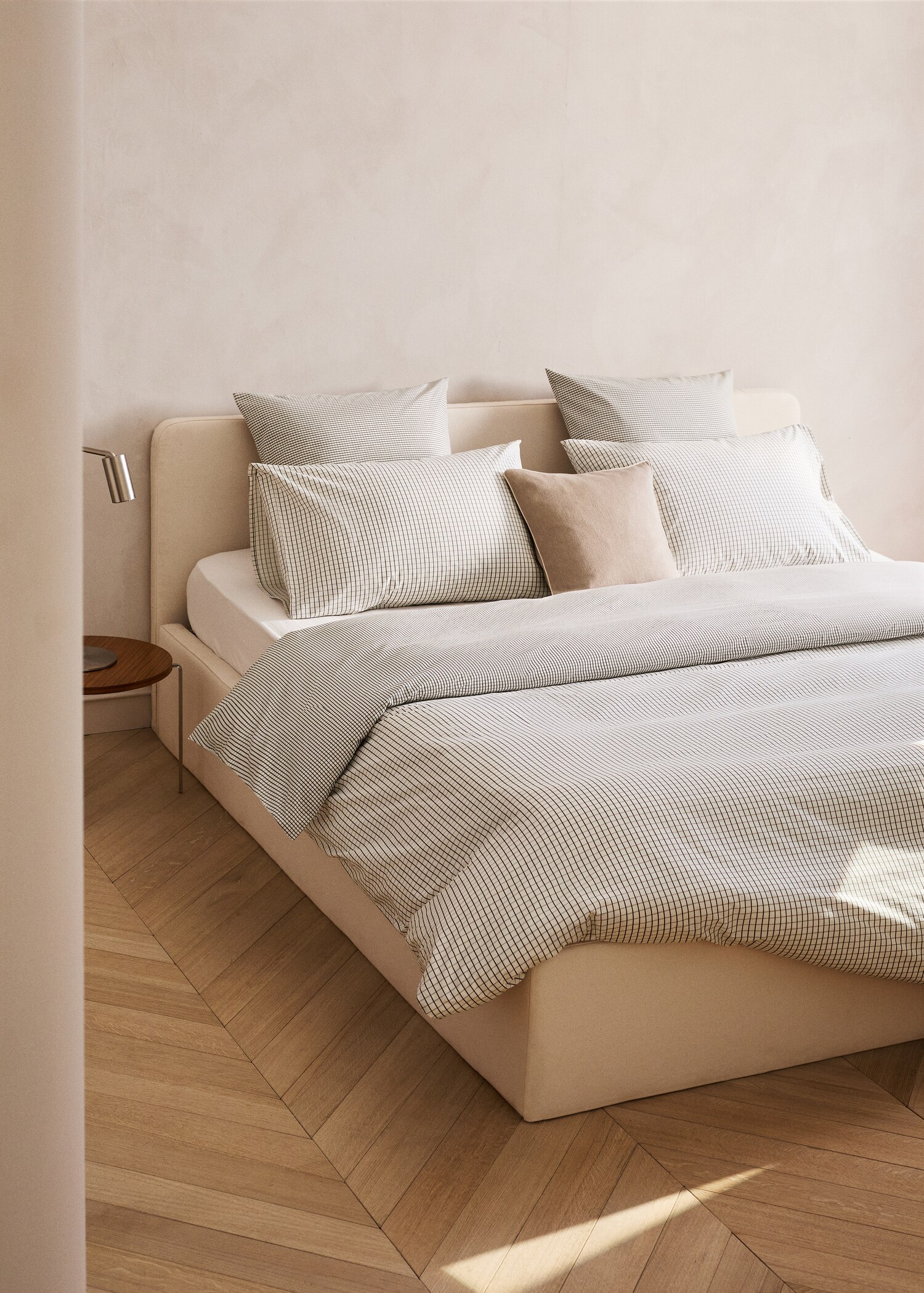 Percale cotton reversible mini-check duvet cover for 90 cm bed - General plane