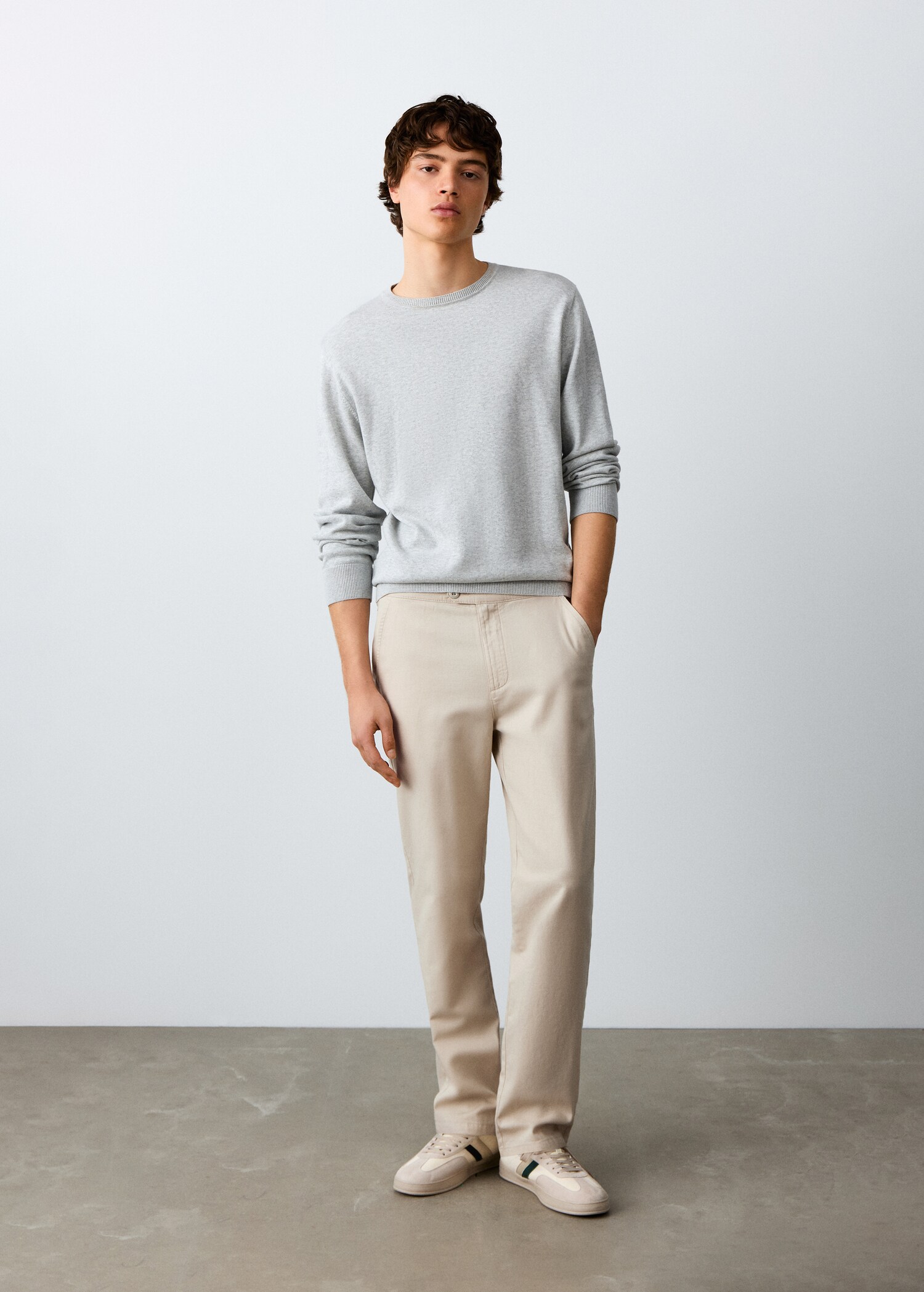 Straight cotton-linen trousers - General plane