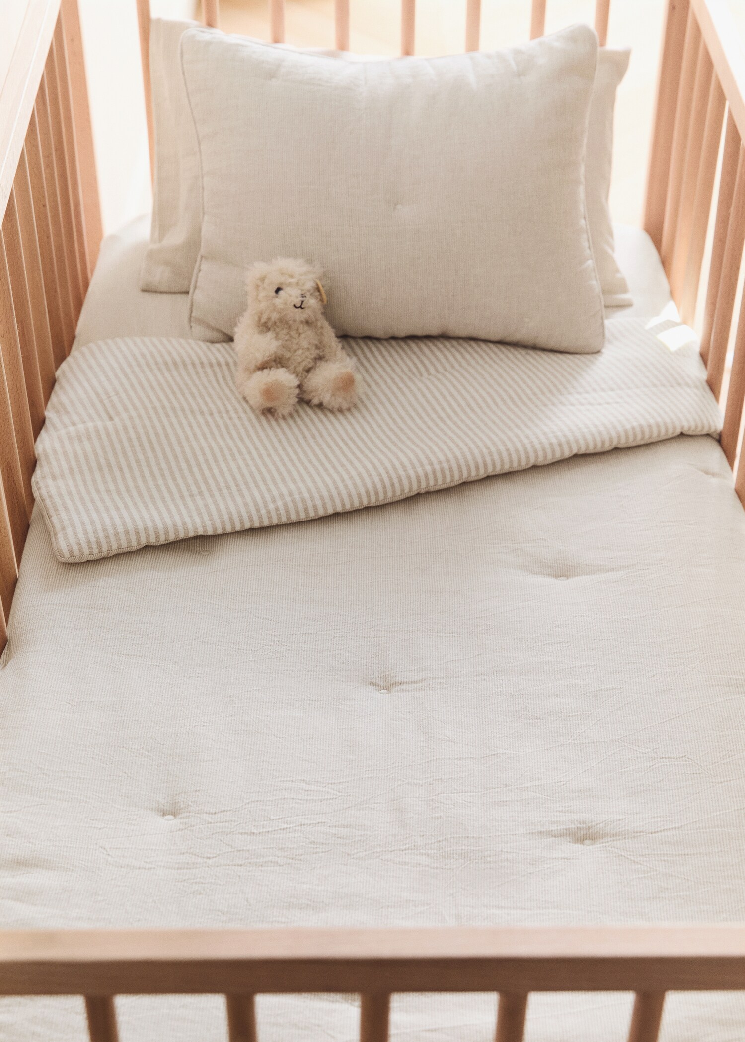 Randigt täcke för barn i bomull och linne för 90 cm säng - Allmän bild