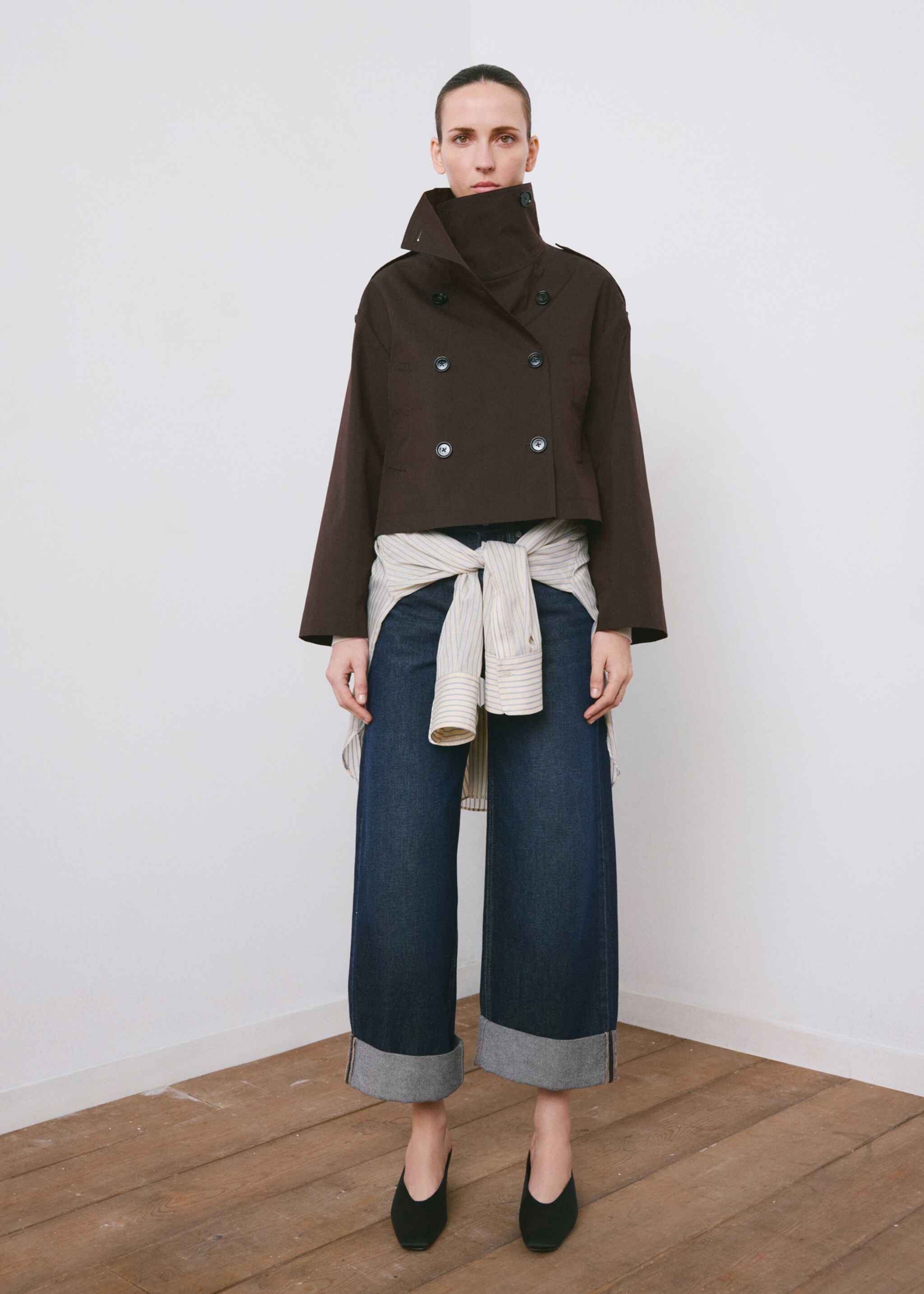 Jean large à revers - Plan général, Bleu. Ref: 27014078-00.