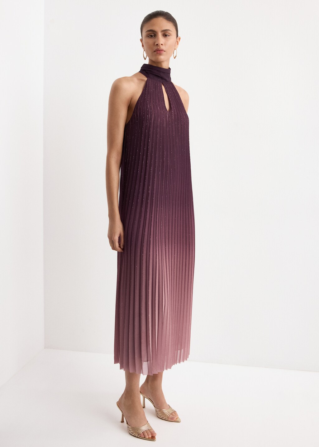 Pleated halter neck dress - image 2