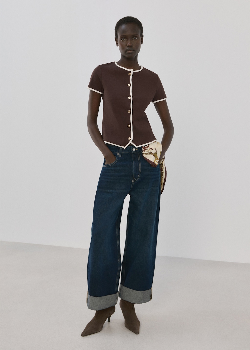 Mango Buttoned cotton T-shirt