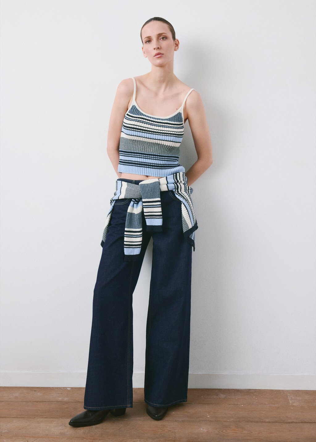 Striped knitted fitted top