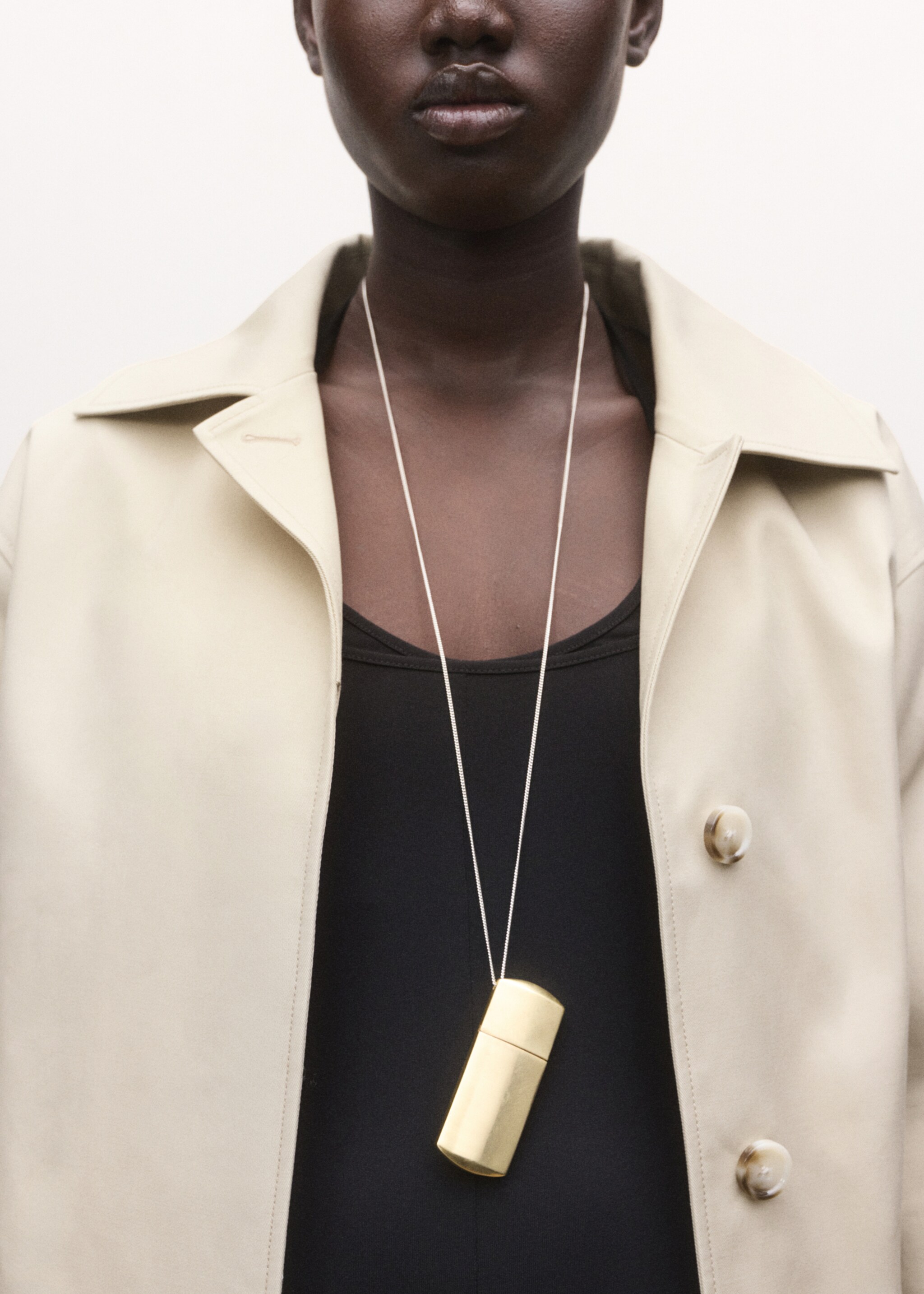 Metallic locket pendant necklace - General plane, Silver. Ref: 27014445-00.