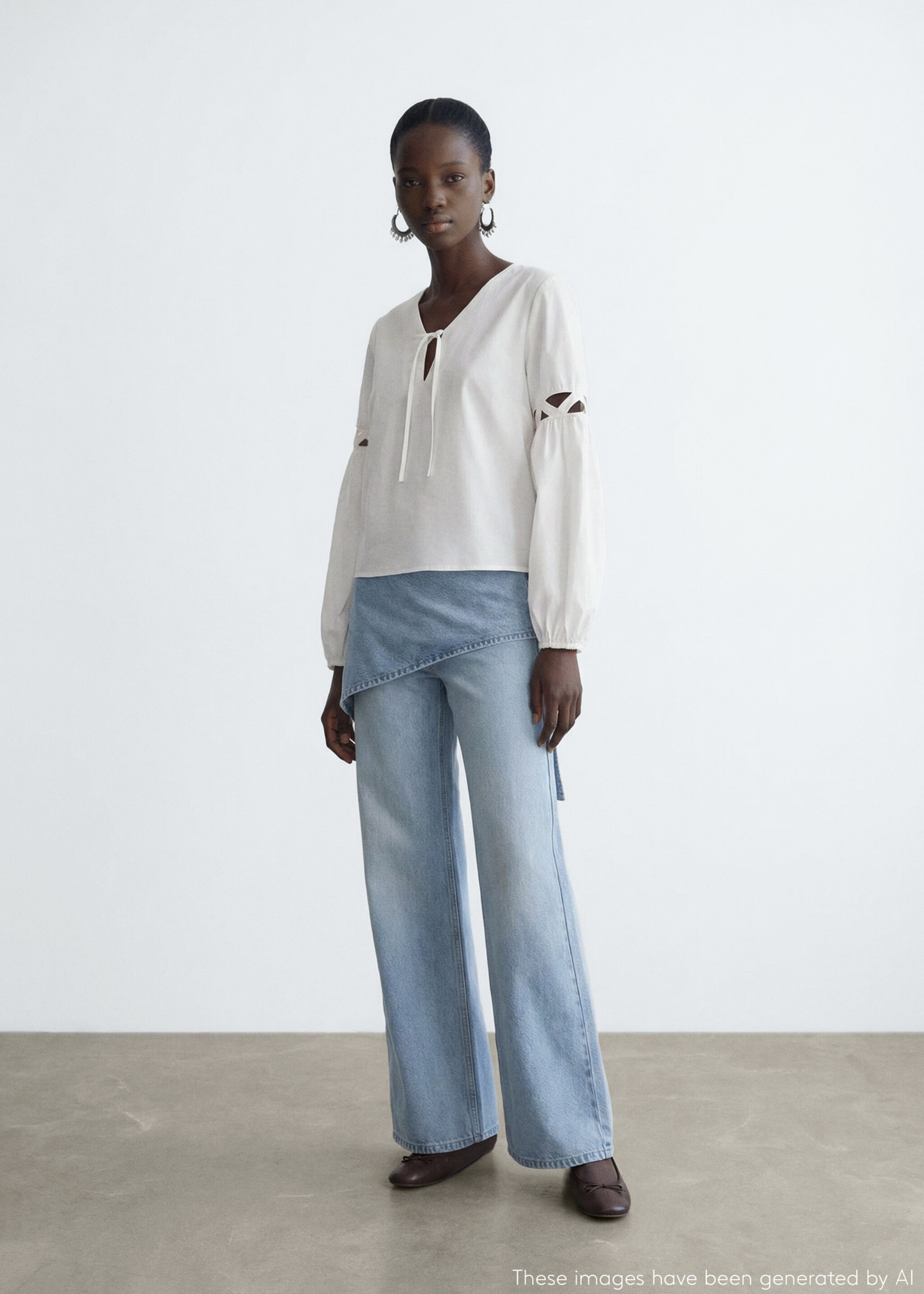 Bow cotton blouse - General plane, Off White. Ref: 27014774-00.