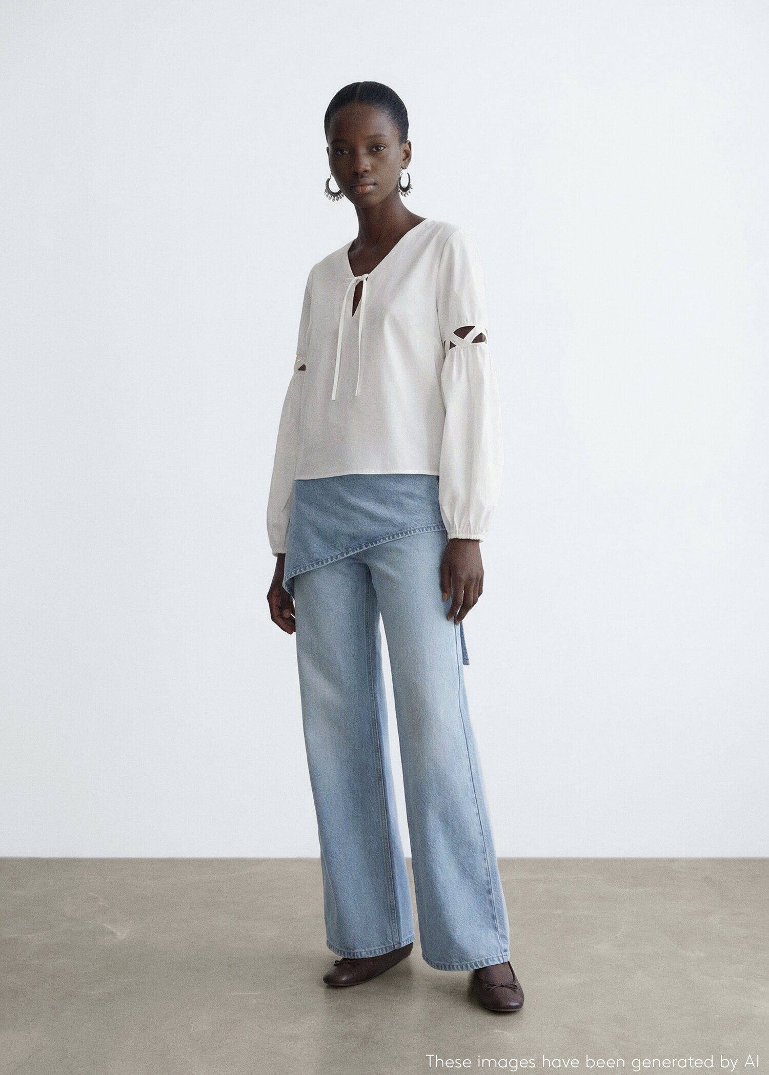 Bow cotton blouse - General plane