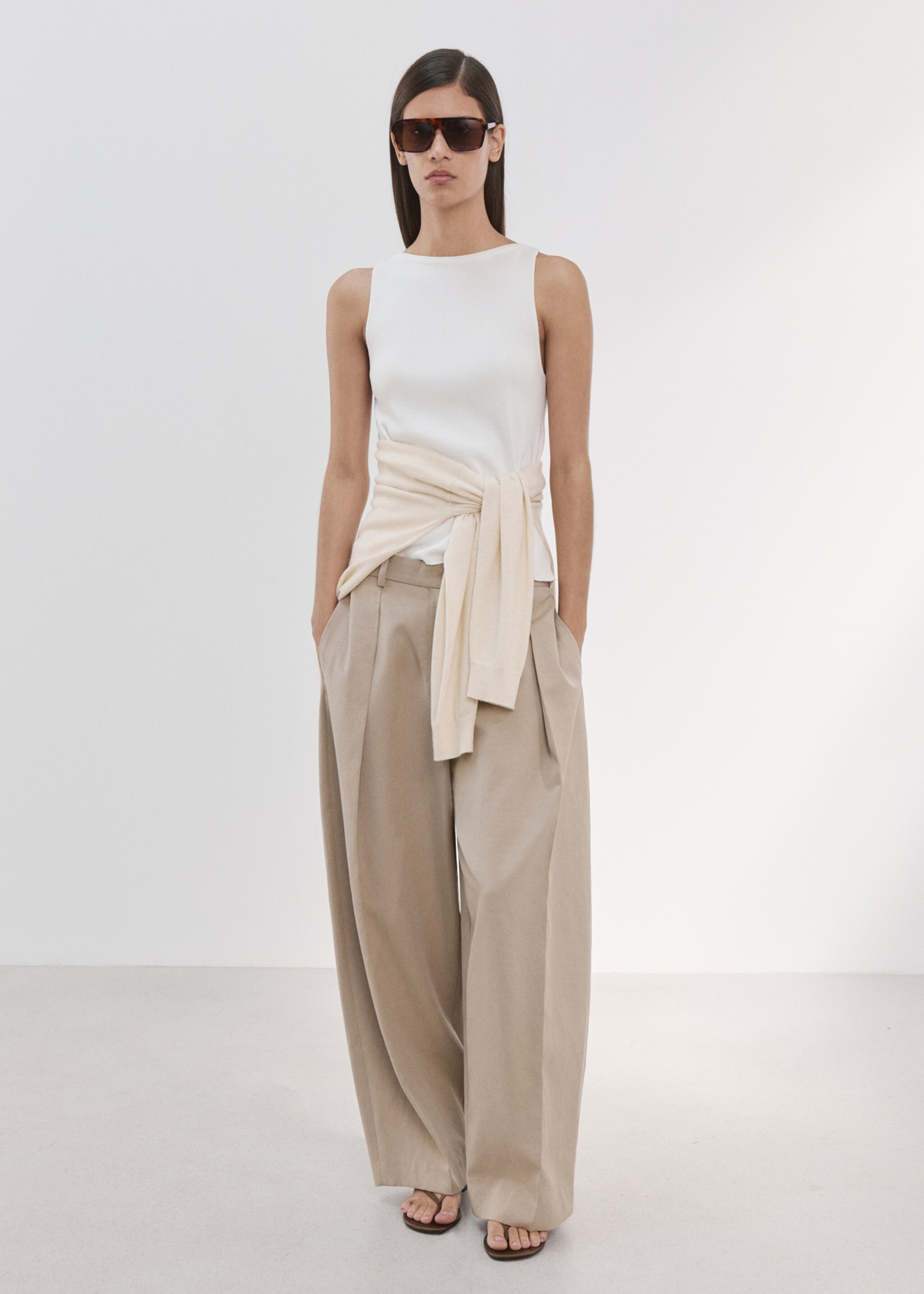 بلوزة شفافة محبوكة - رؤية عامة, بيج فاتح. Ref: 27015821-00.