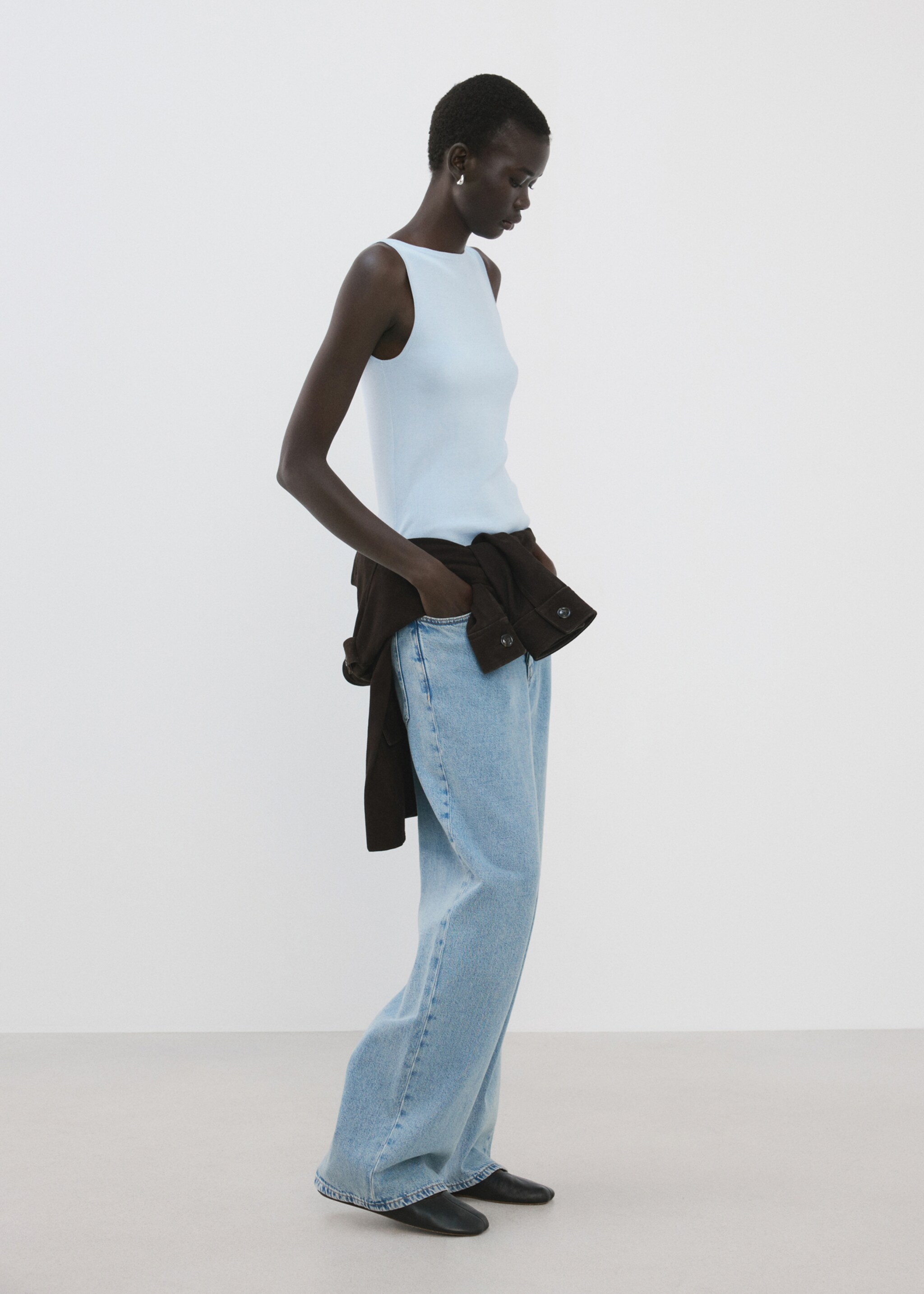 بلوزة شفافة محبوكة - رؤية عامة, أزرق سماوي. Ref: 27015821-00.