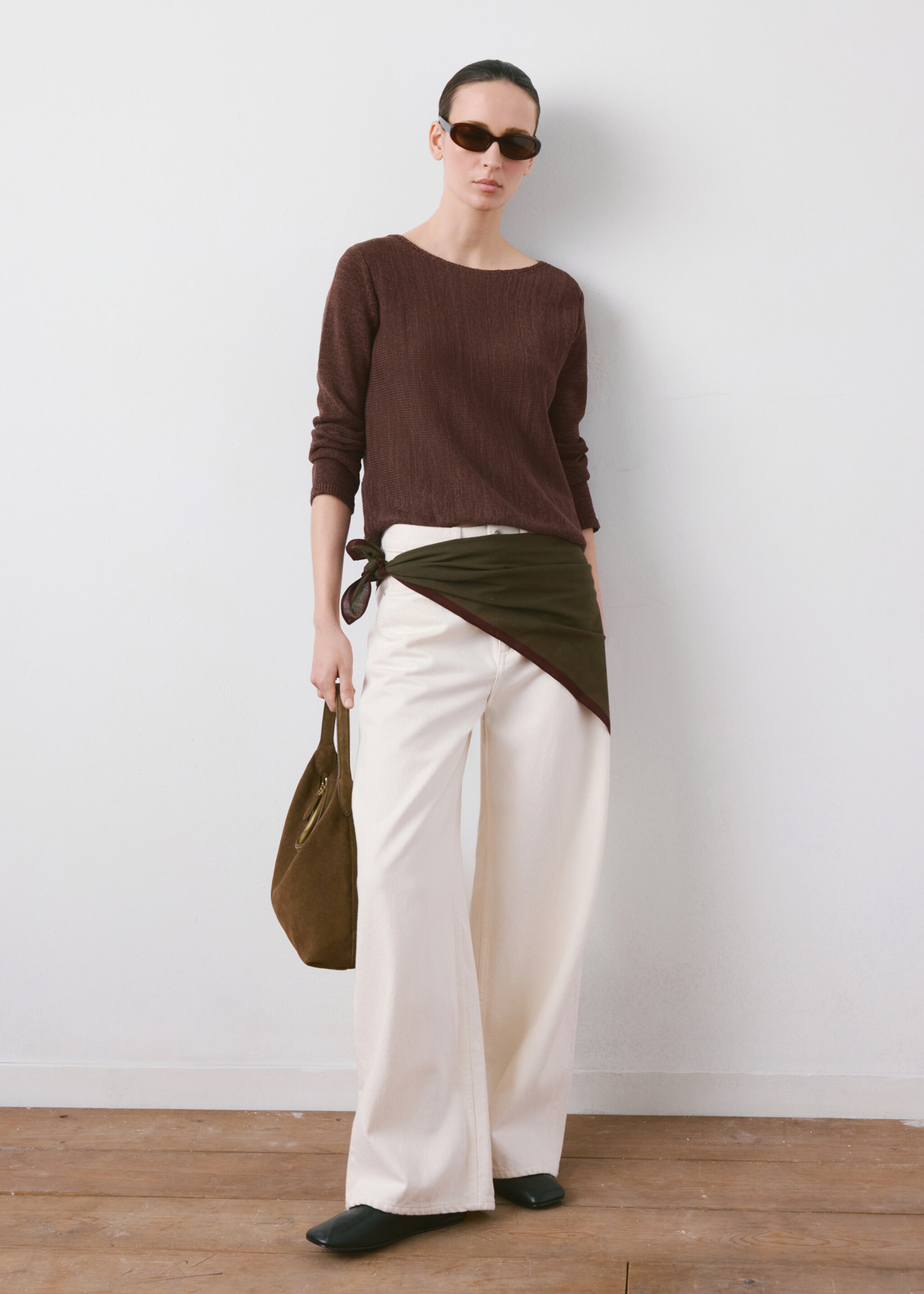 Lurex knitted sweater - General plane, Chocolate. Ref: 27015824-00.