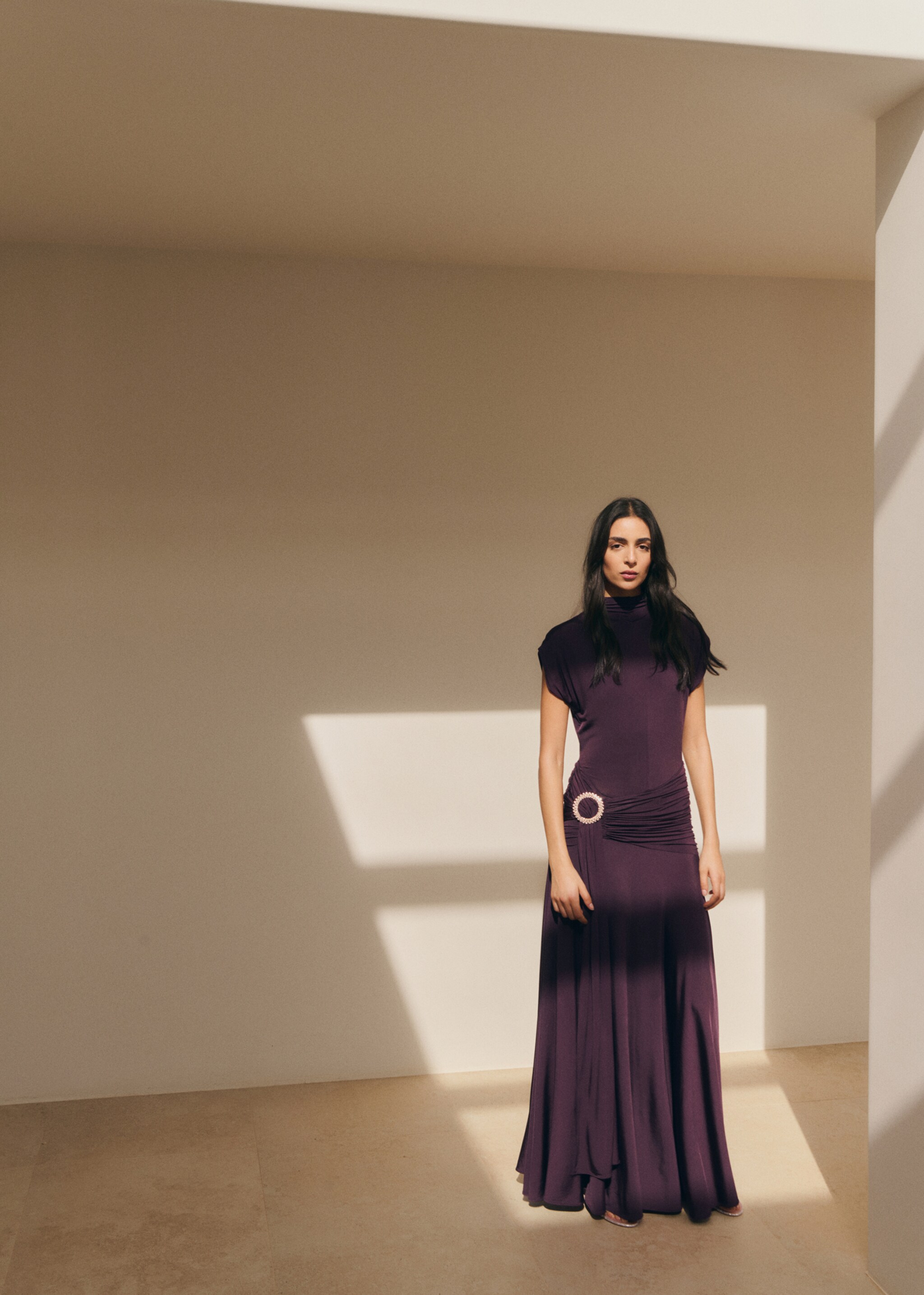 Long dress with metallic detail - General plane, Purple. Ref: 27015841-00.