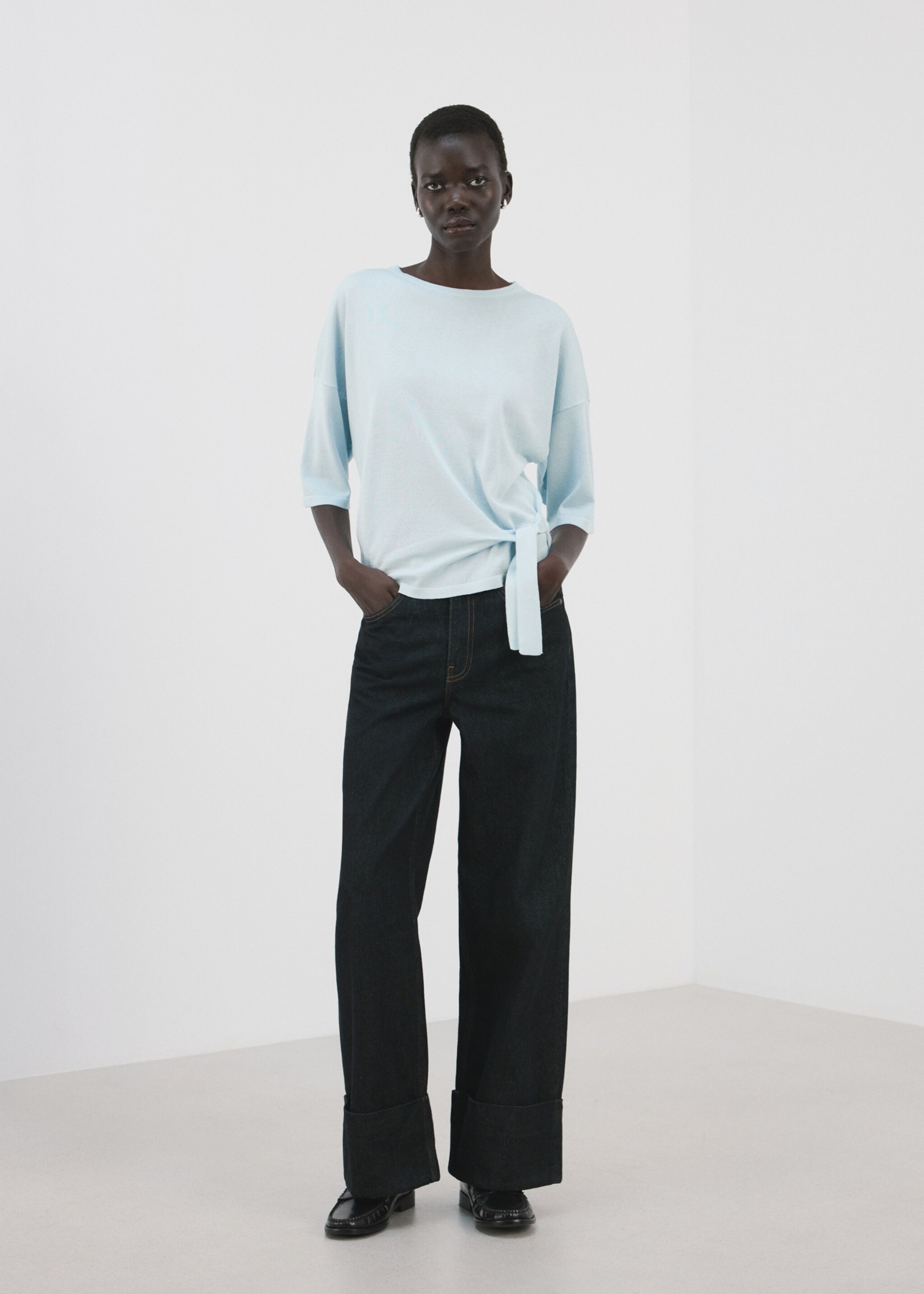 Bow knit sweater - General plane, Sky Blue. Ref: 27015842-00.